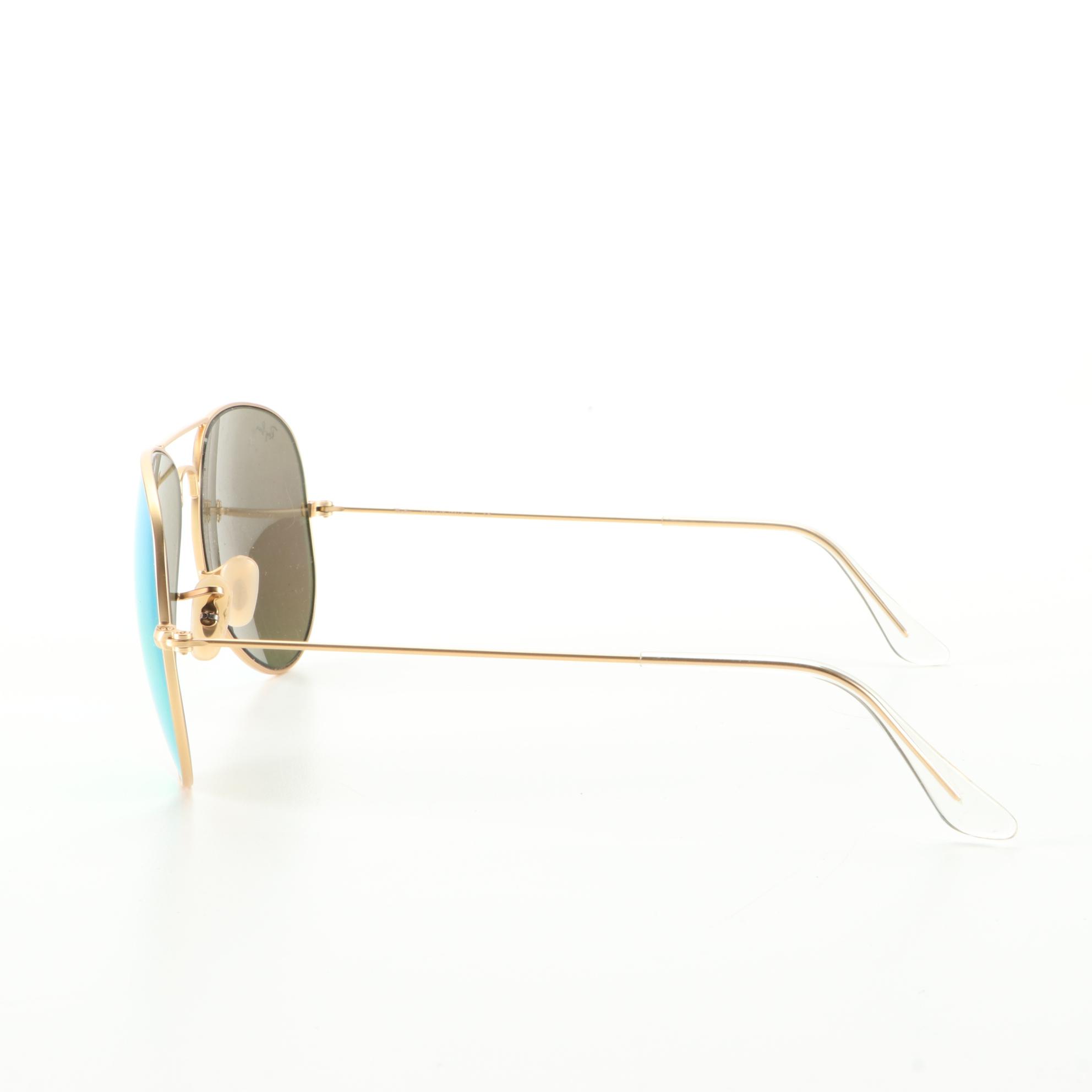 Ray-Ban RB3025 Mirrored Large Metal Aviator Sunglasses