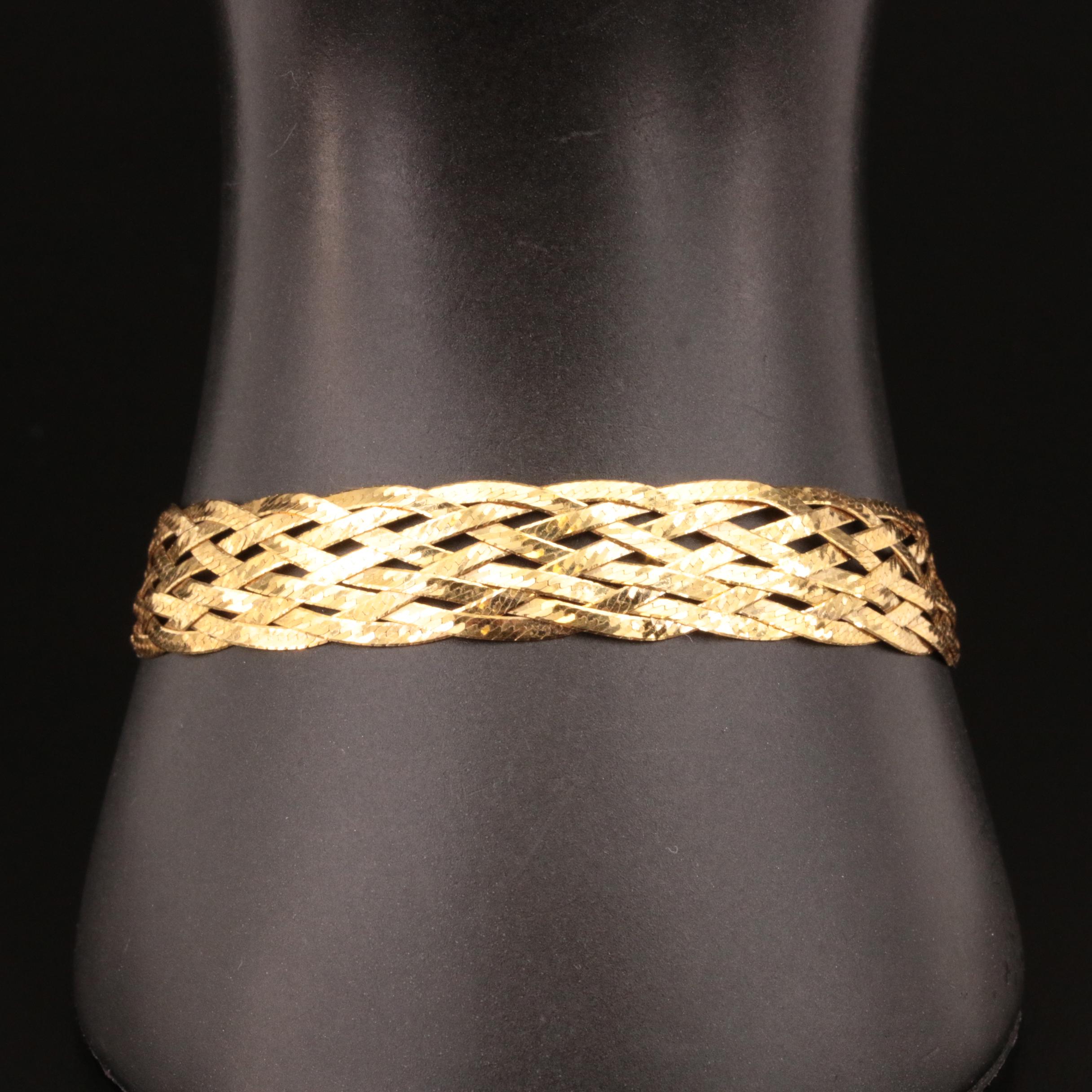 18K Braided Herringbone Chain Bracelet