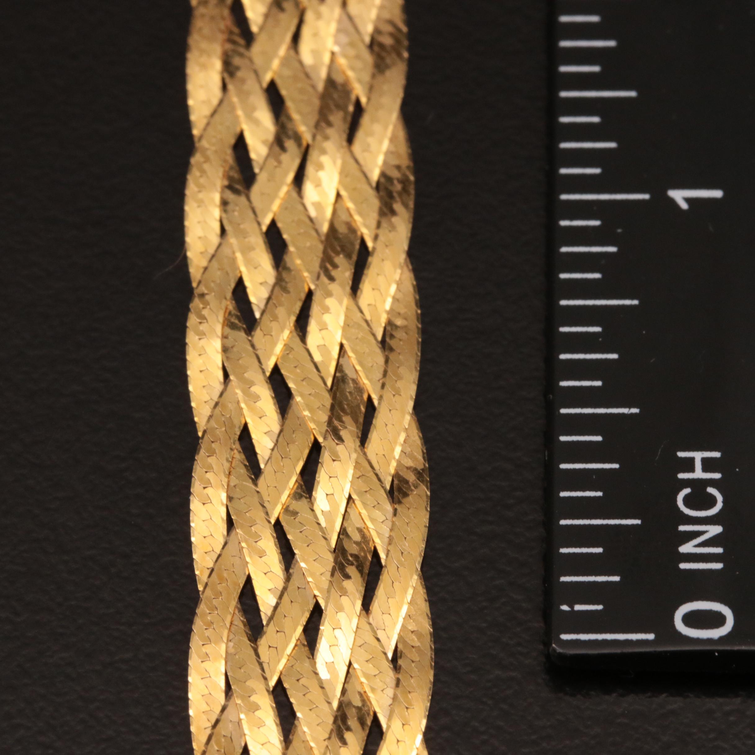 18K Braided Herringbone Chain Bracelet