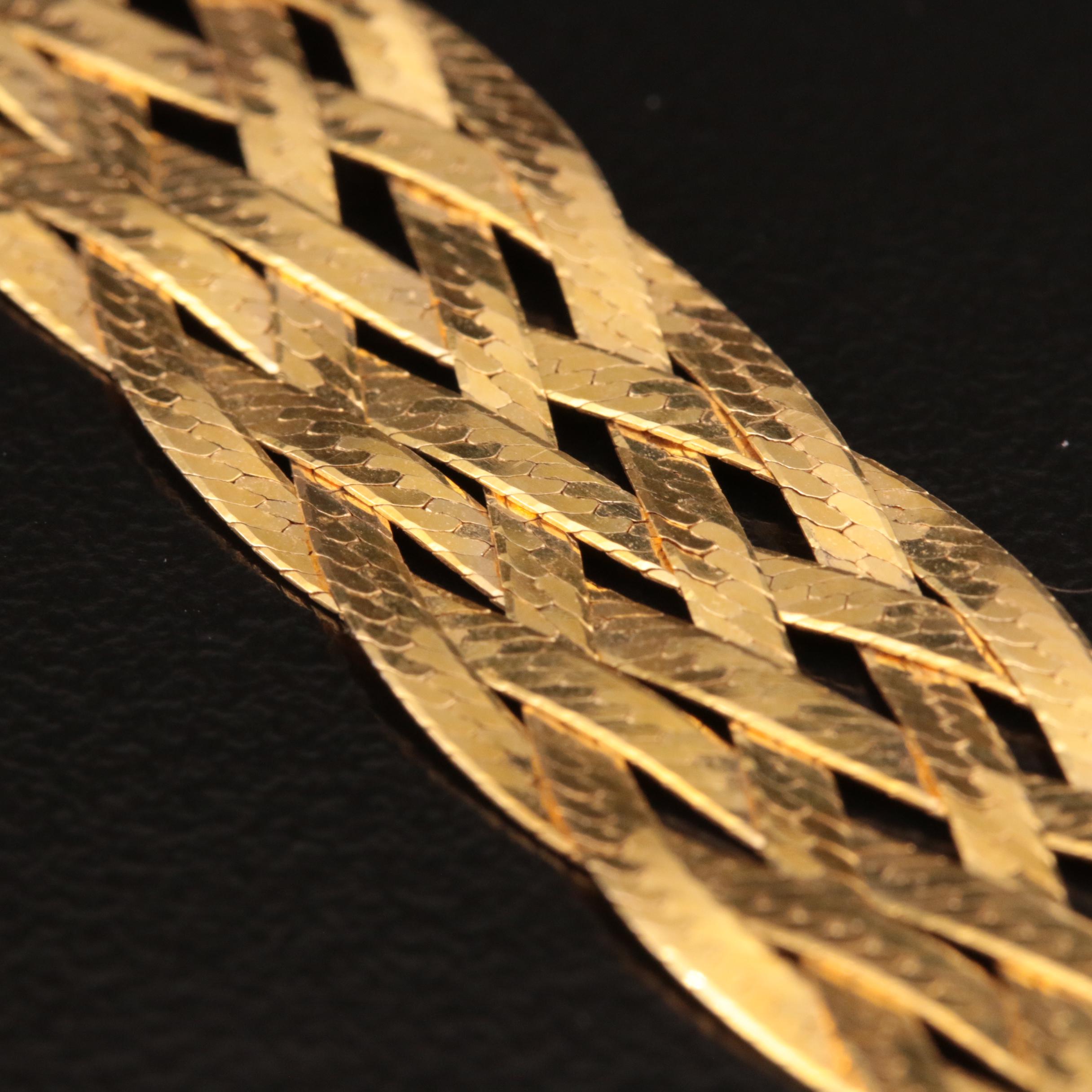 18K Braided Herringbone Chain Bracelet