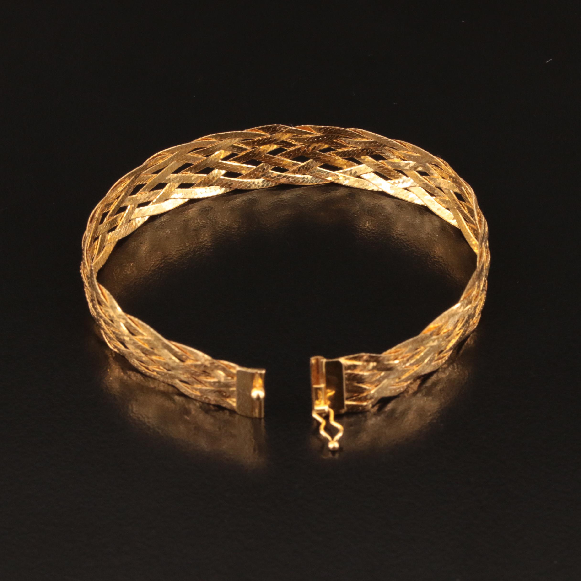 18K Braided Herringbone Chain Bracelet