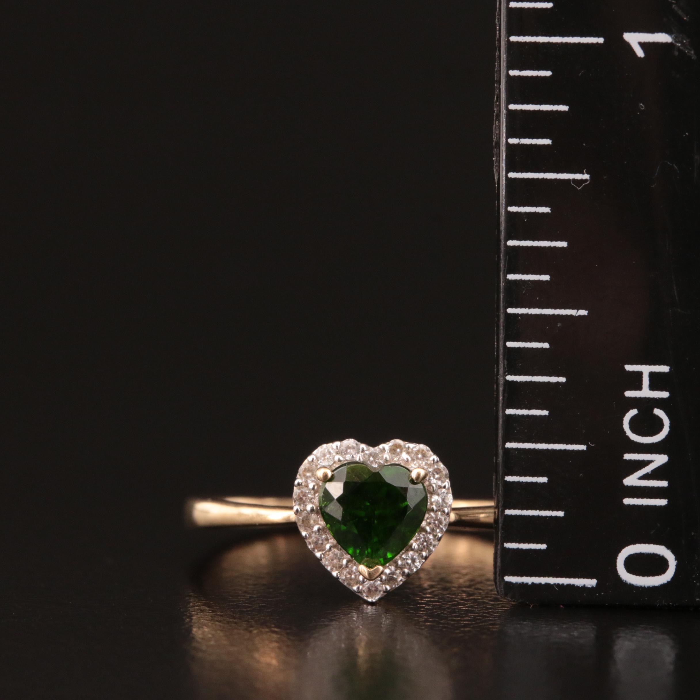 10K Diopside and Topaz Heart Ring