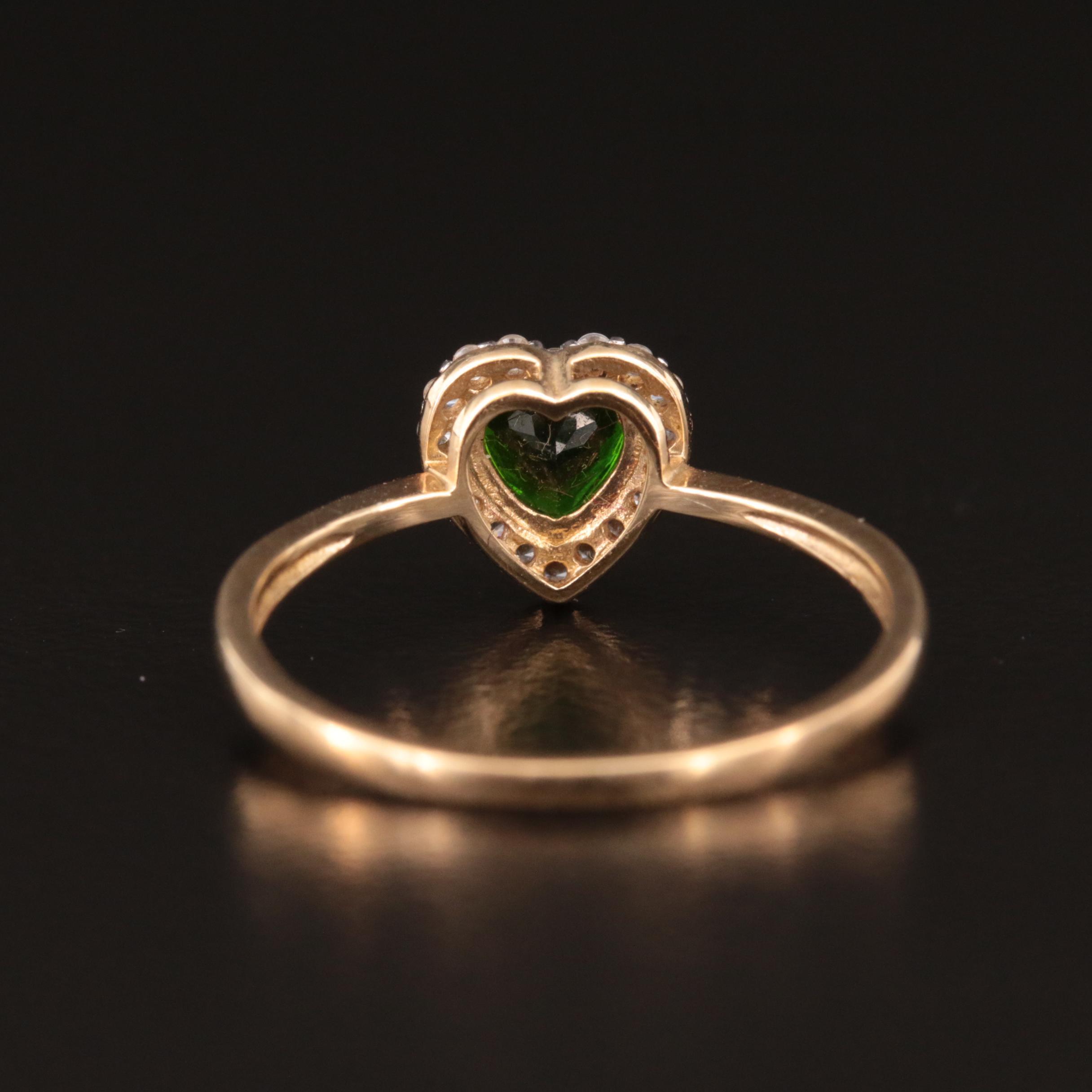 10K Diopside and Topaz Heart Ring