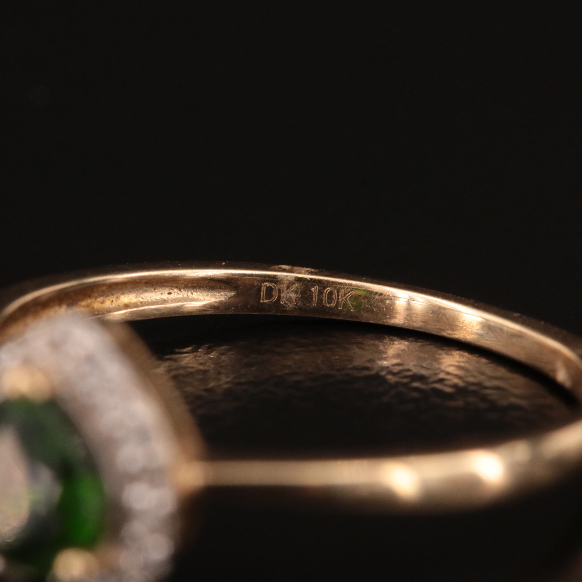 10K Diopside and Topaz Heart Ring