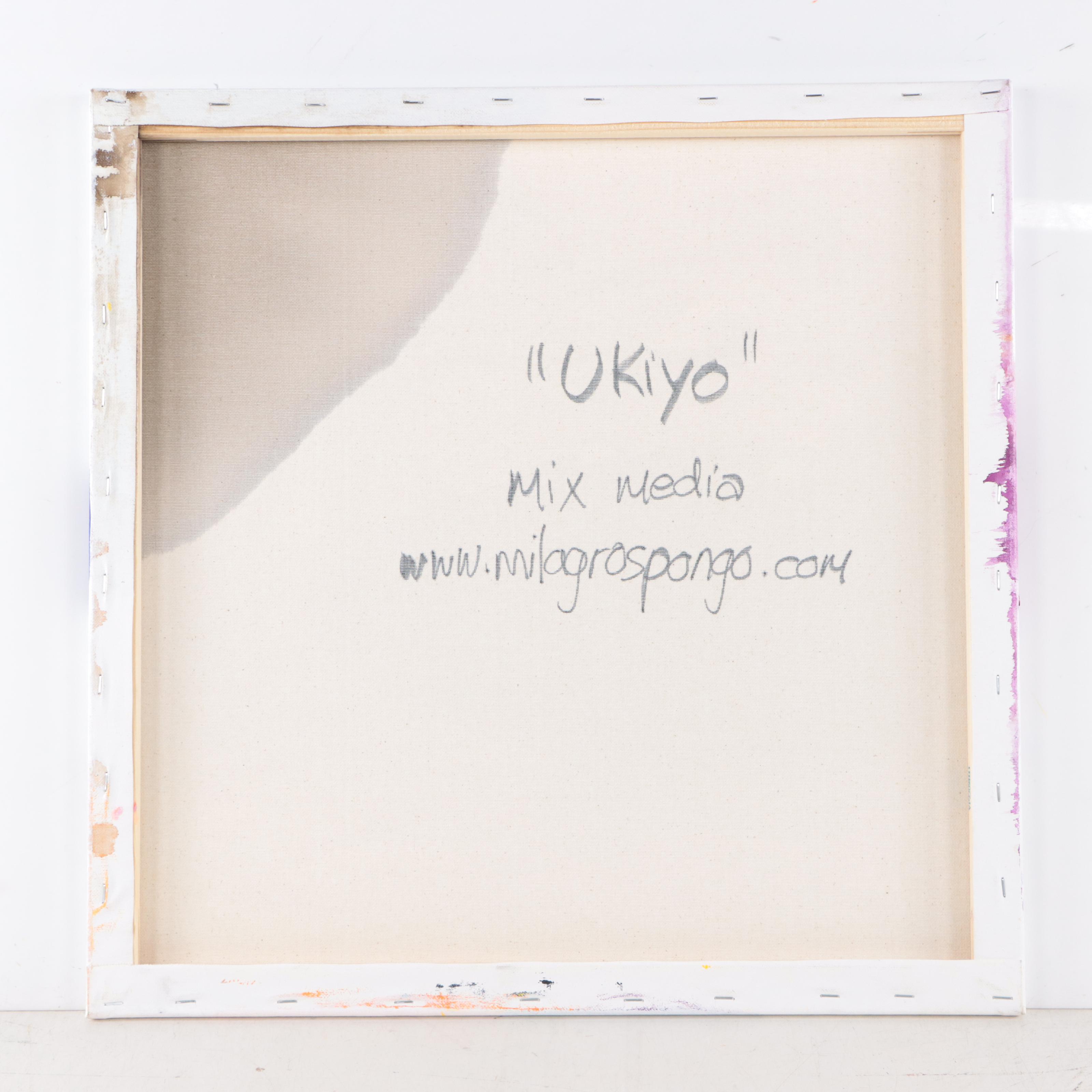Milagros Pongo Abstract Mixed Media Painting "Ukiyo," 21st Century