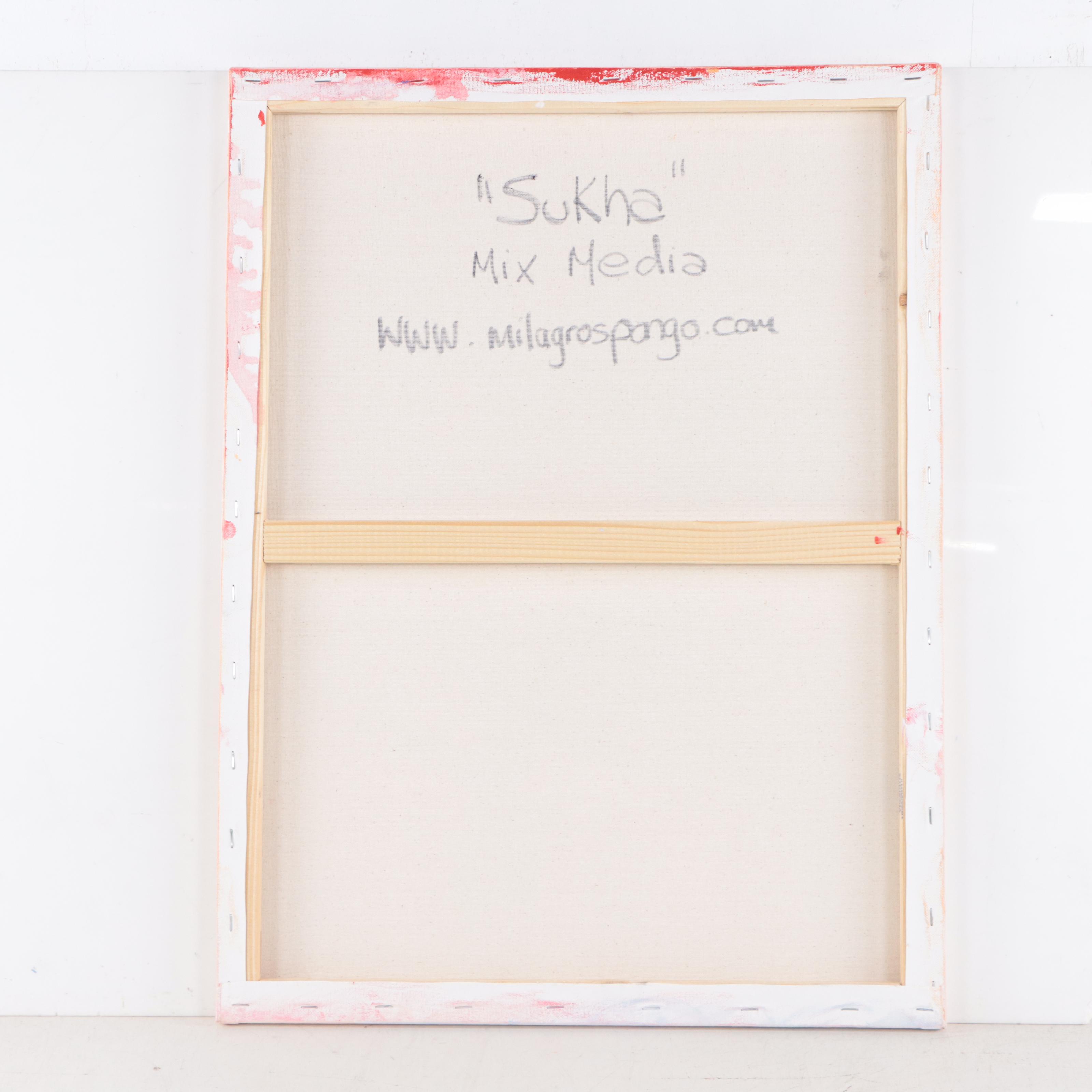 Milagros Pongo Abstract Mixed Media Painting "Sukha," 21st Century