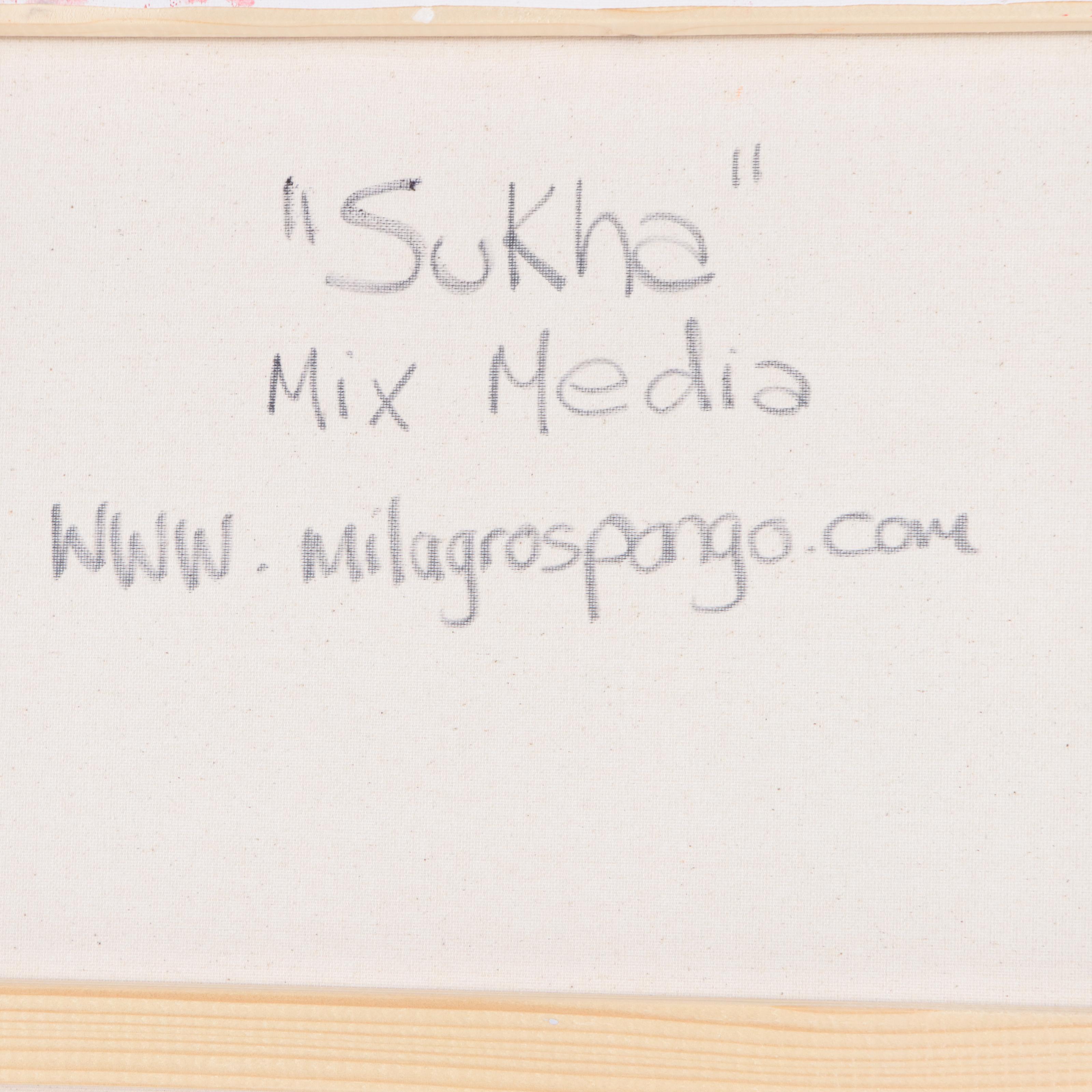 Milagros Pongo Abstract Mixed Media Painting "Sukha," 21st Century