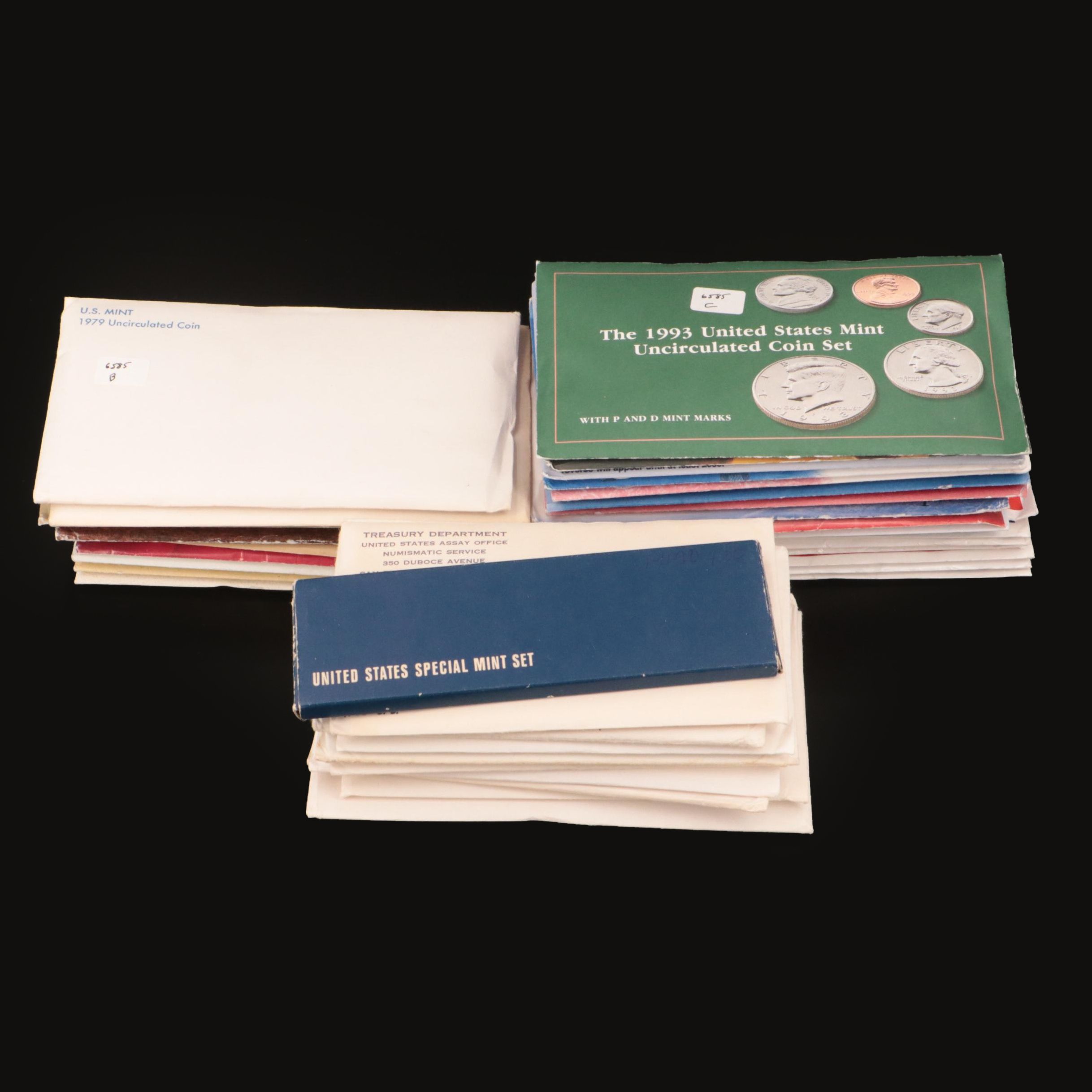 Thirty U.S. Mint Uncirculated Sets, Dating Between 1965 and 2005