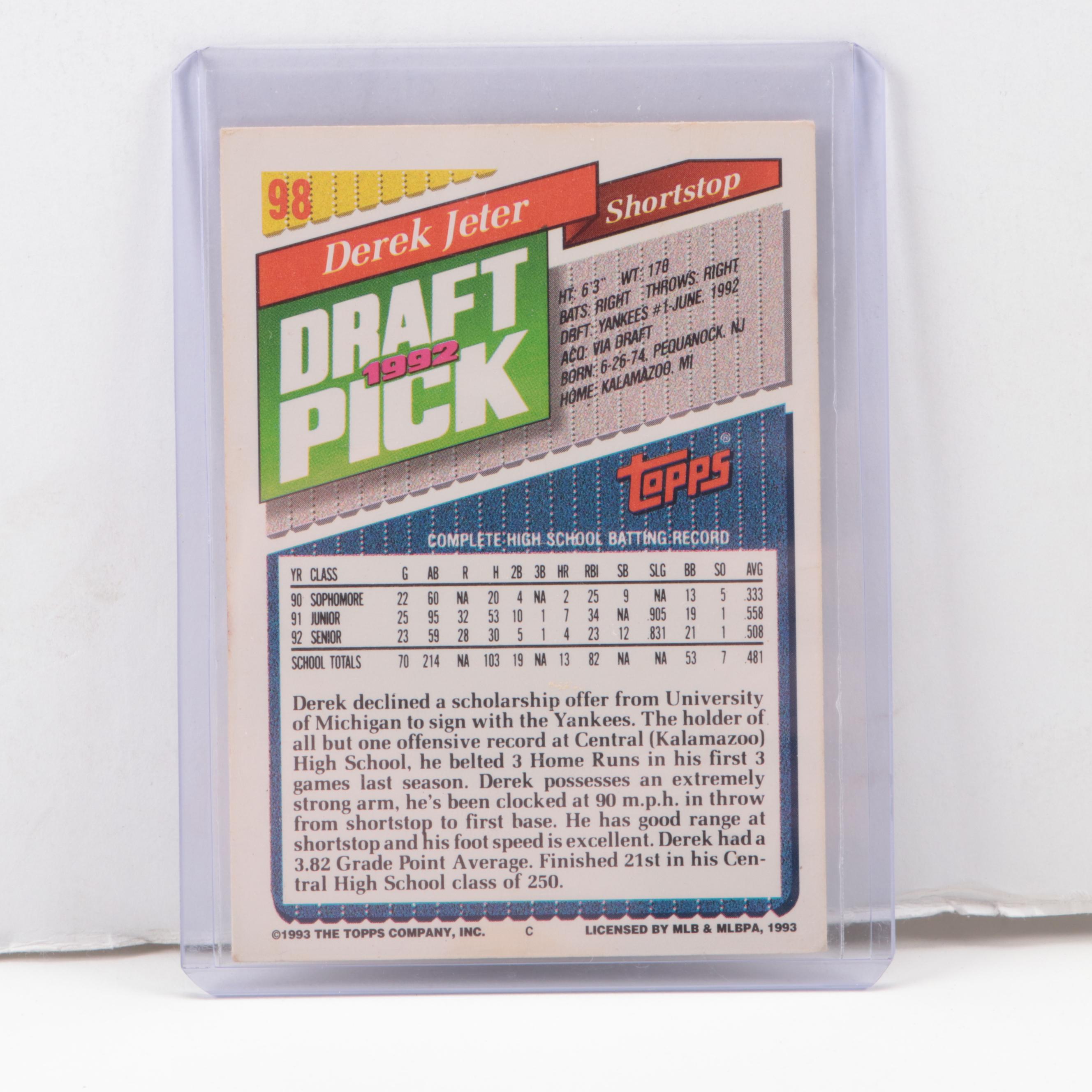 Derek Jeter, Ken Griffey Jr., More Rookie, 2nd Year Baseball Cards, 1980s–2000s