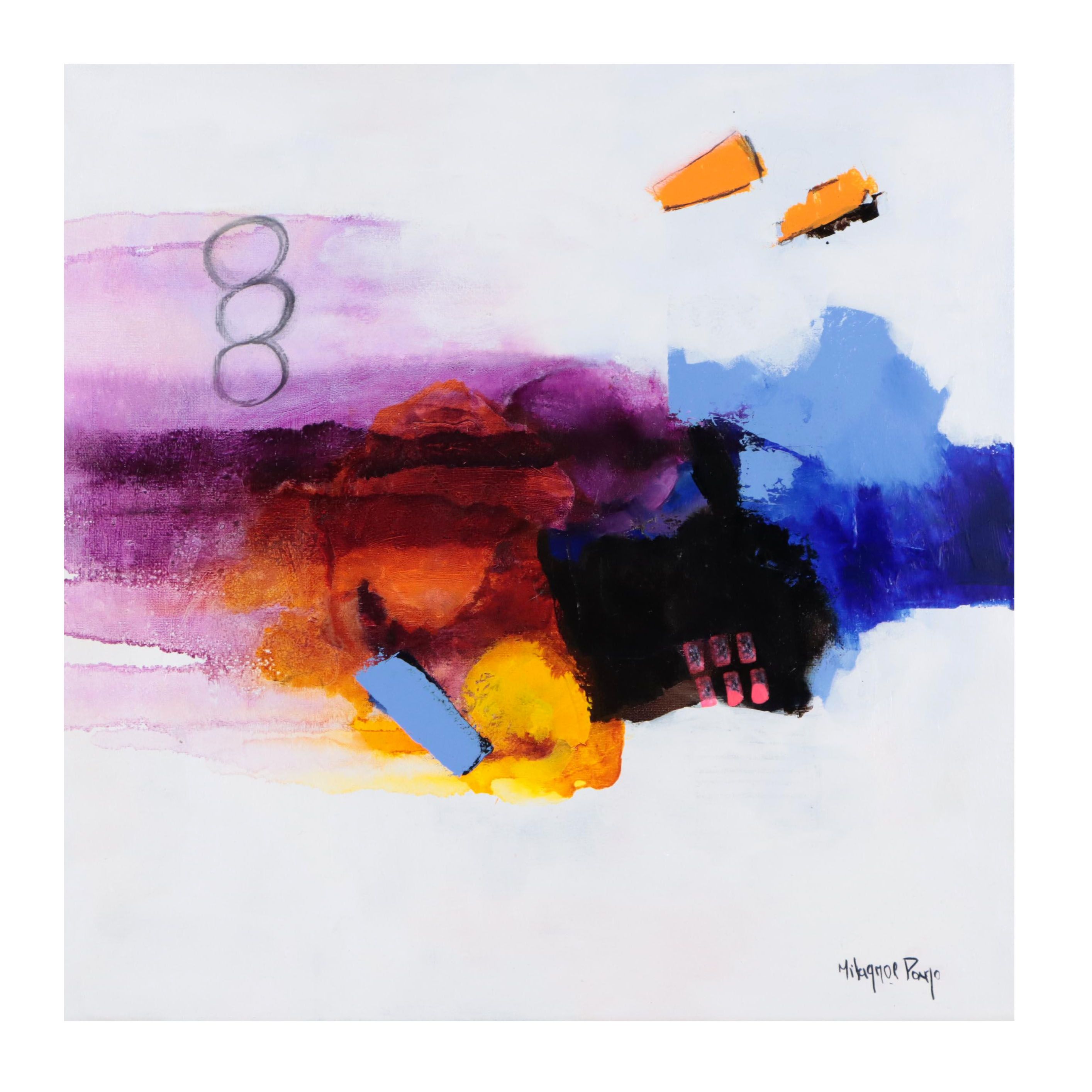 Milagros Pongo Abstract Mixed Media Painting "Ukiyo," 21st Century