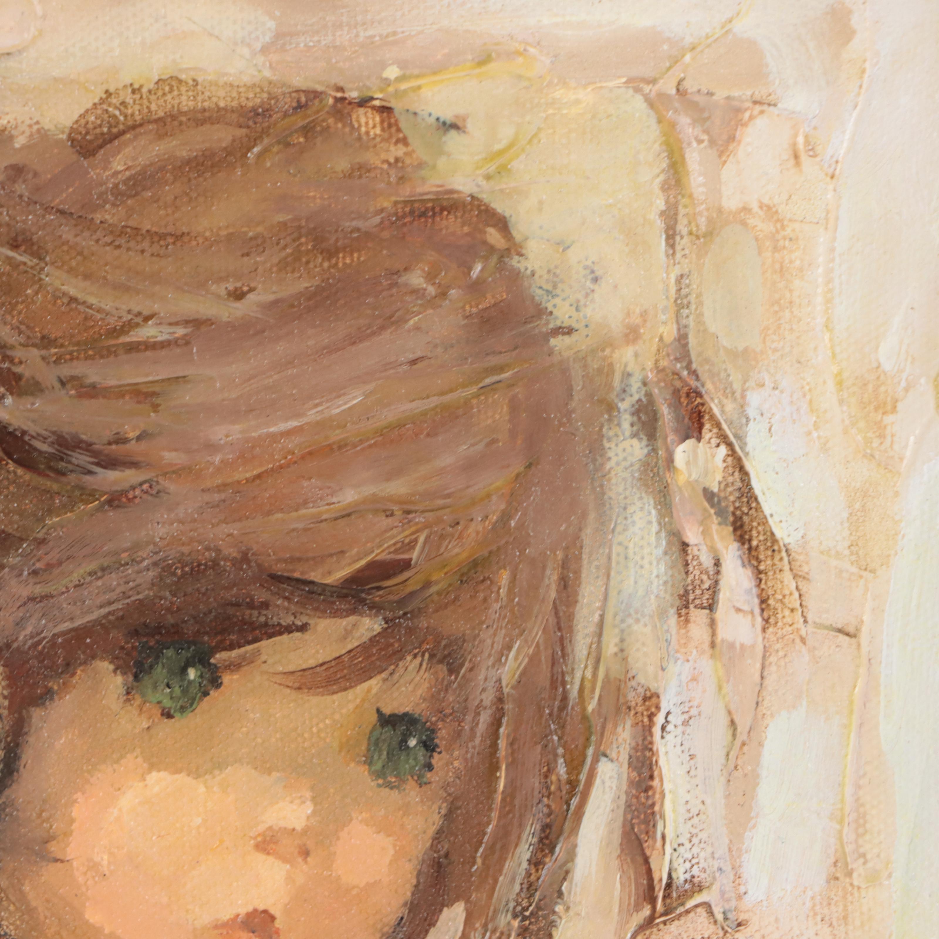 Oil Painting of Two Figures "Windy Day"