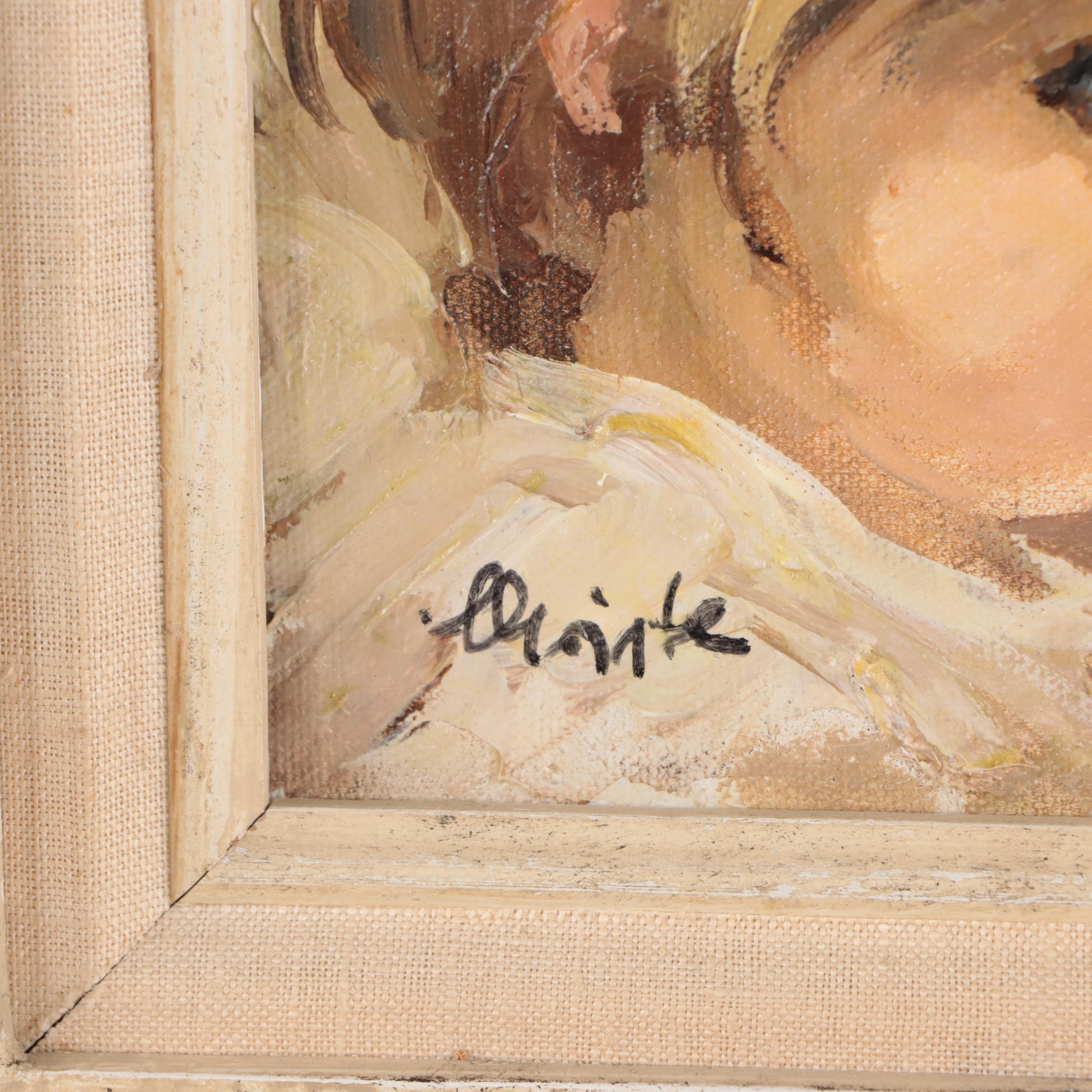 Oil Painting of Two Figures "Windy Day"