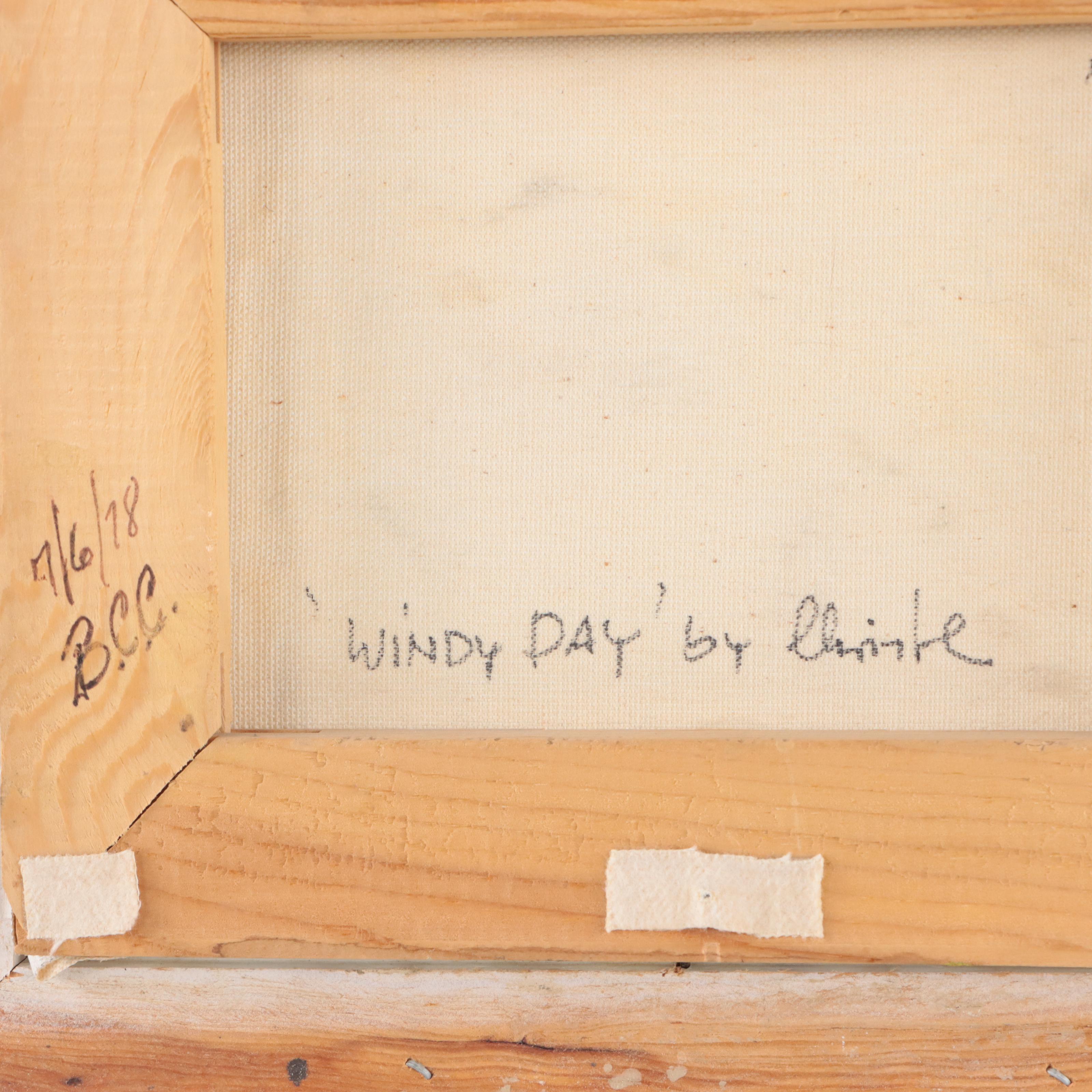 Oil Painting of Two Figures "Windy Day"