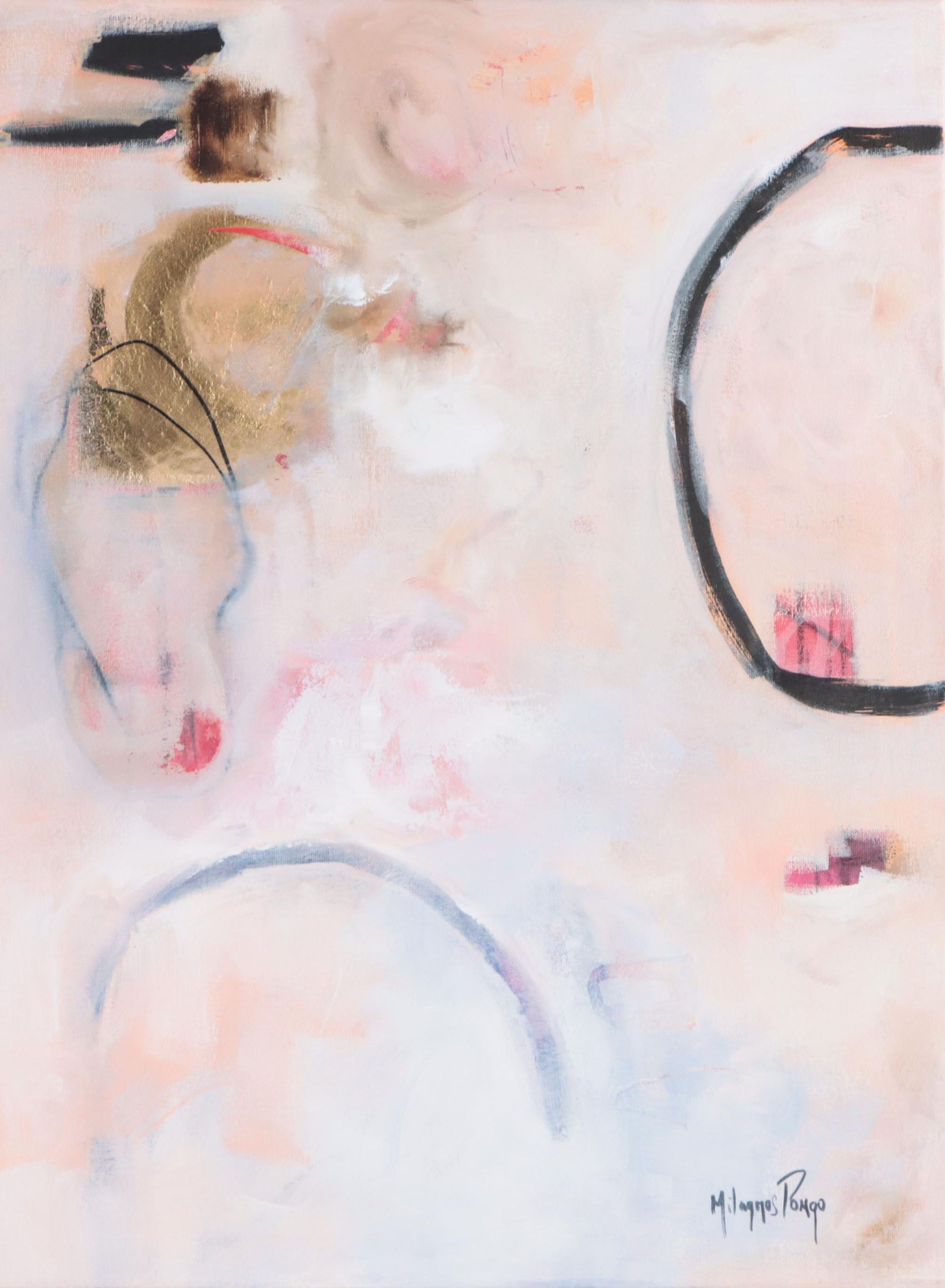 Milagros Pongo Abstract Mixed Media Painting "Sukha," 21st Century