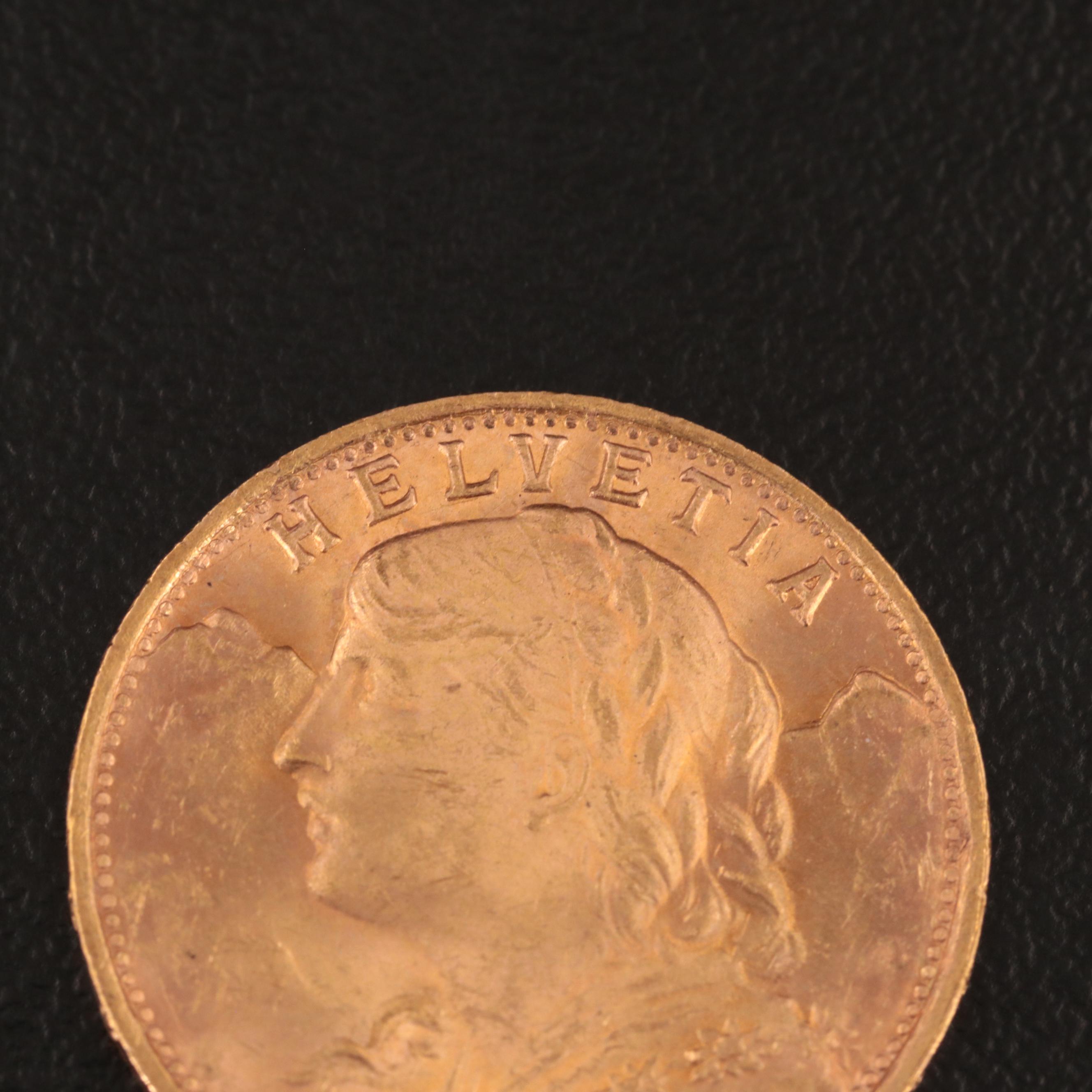 1935-LB Switzerland Twenty Francs Gold Coin