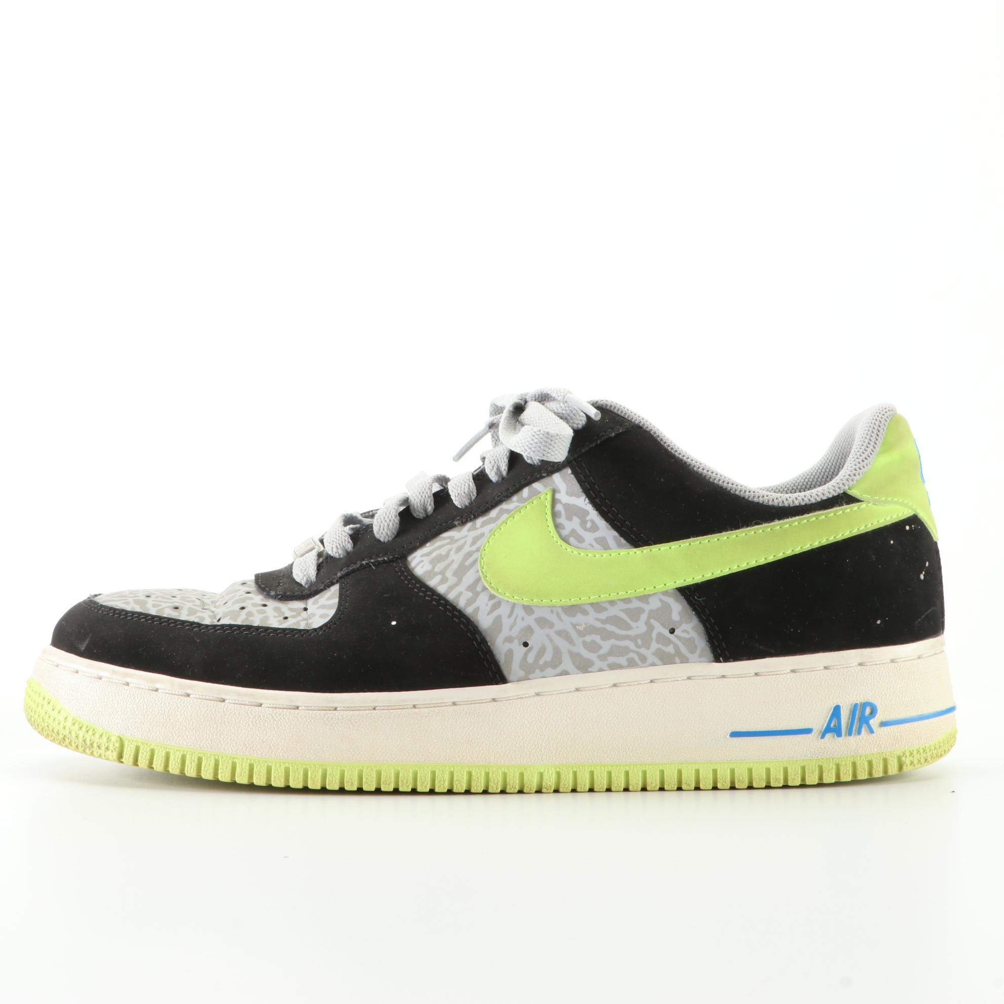 Men's Nike Air Force 1 Low Sneakers in Reflective Silver/Black Volt