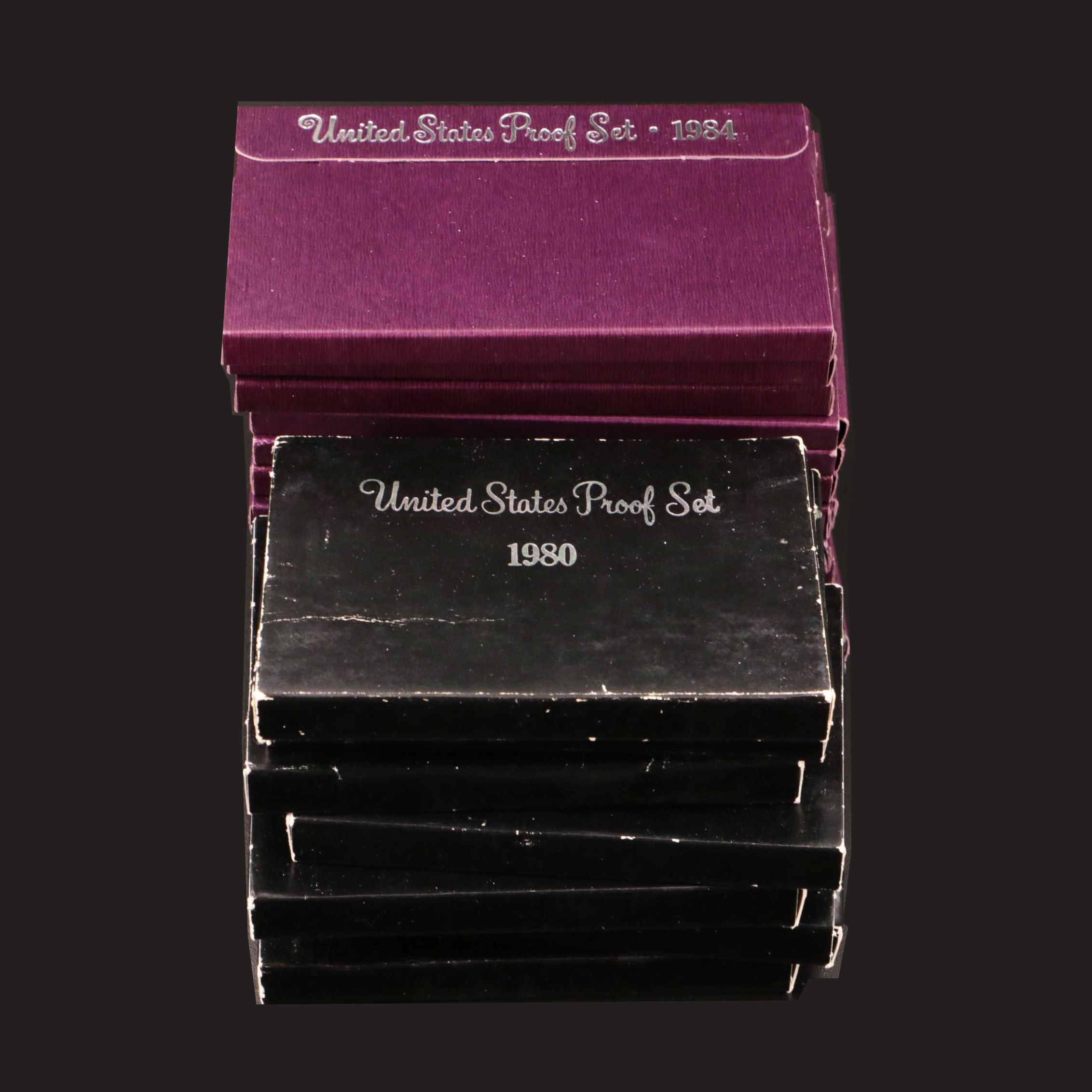 Nineteen U.S. Mint Proof Sets Includes Four 1980 Sets