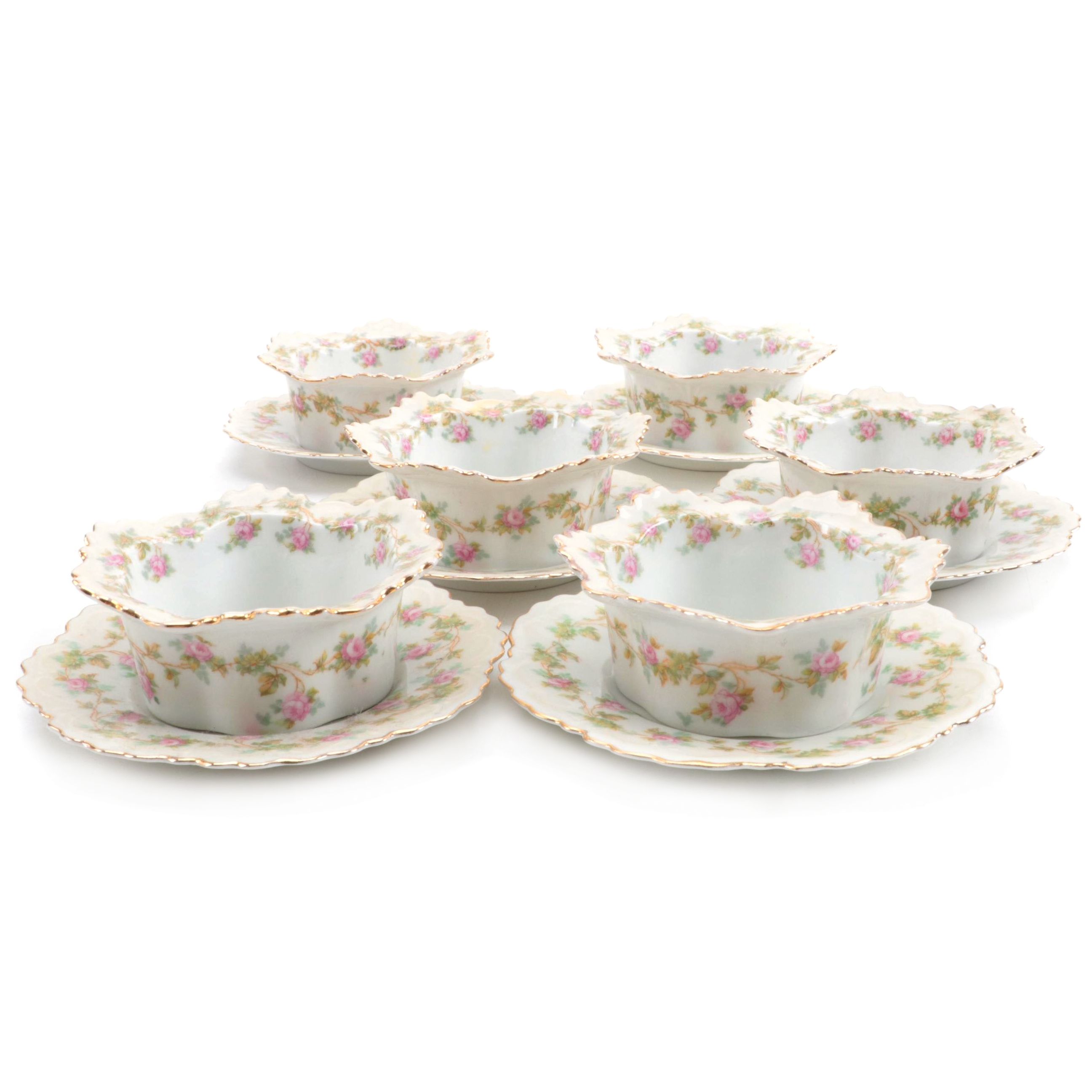 Moritz Zdekauer Austrian Porcelain Custard Cups, Late 19th/ Early 20th Century