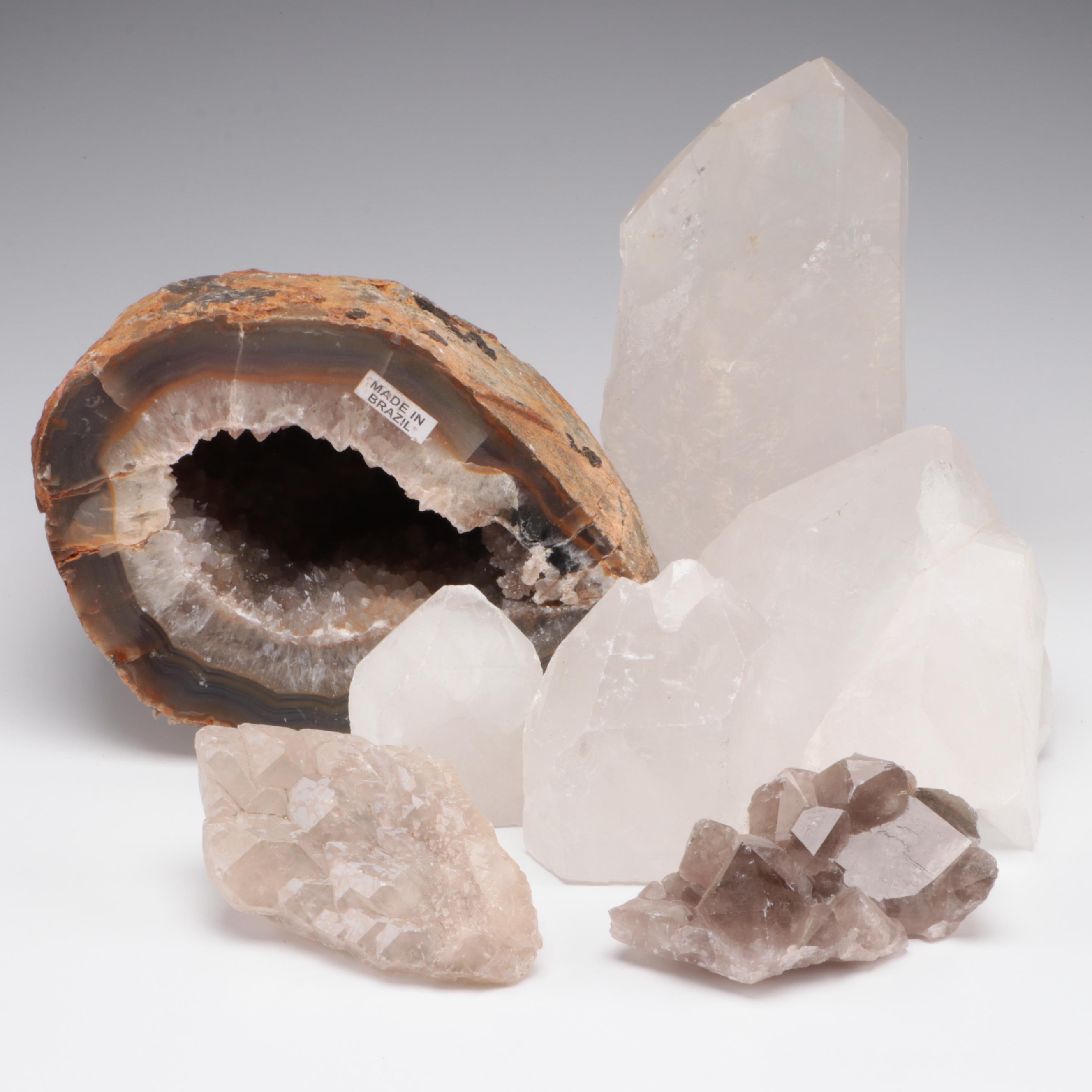 Agate Geode Specimen with Quartz Points and Clusters