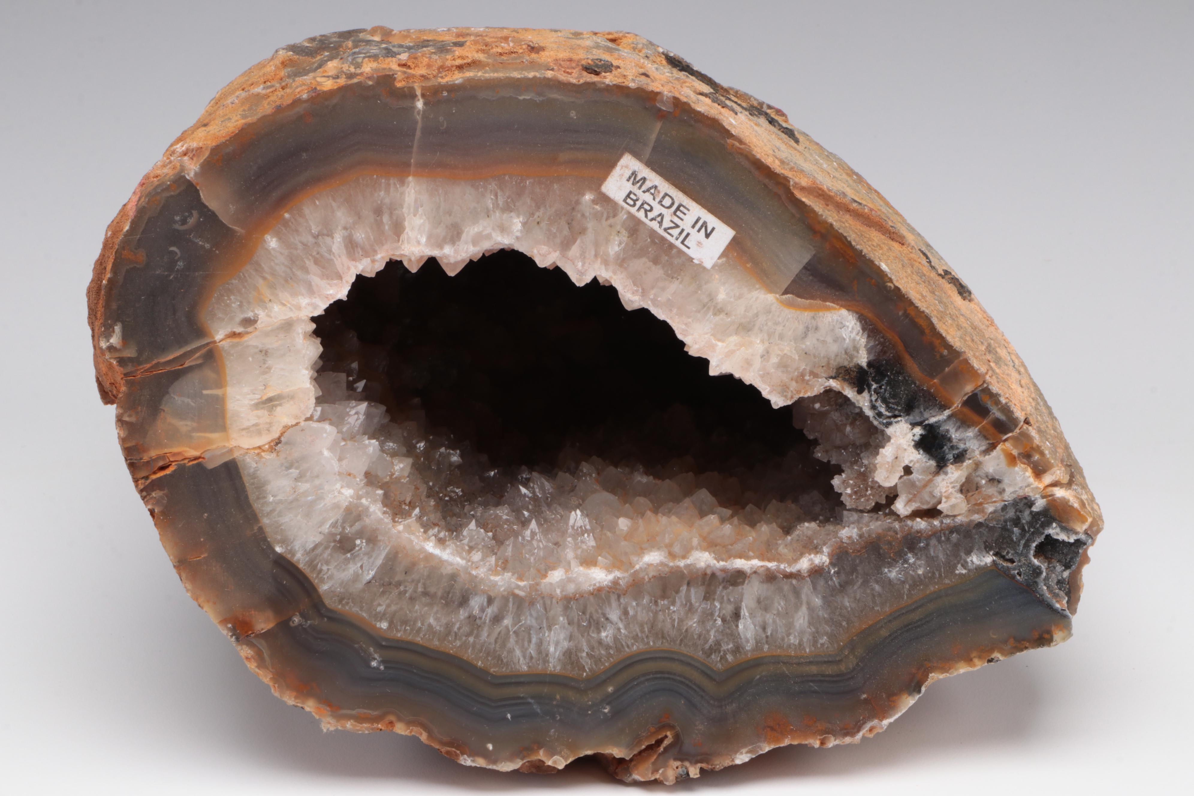 Agate Geode Specimen with Quartz Points and Clusters