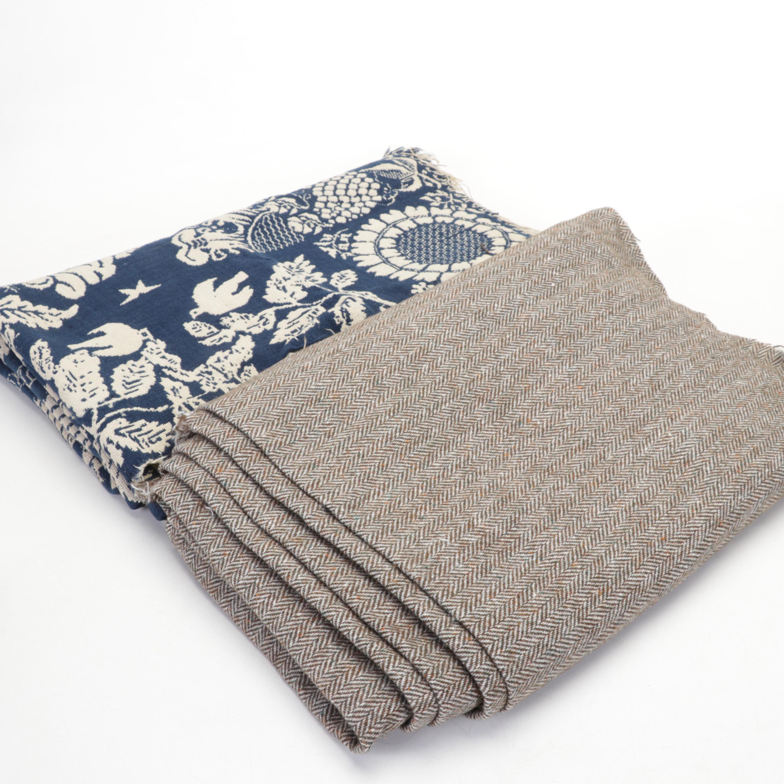 Linen, Tweed, Wool, and More Fabric Remnants With Stitching Patterns