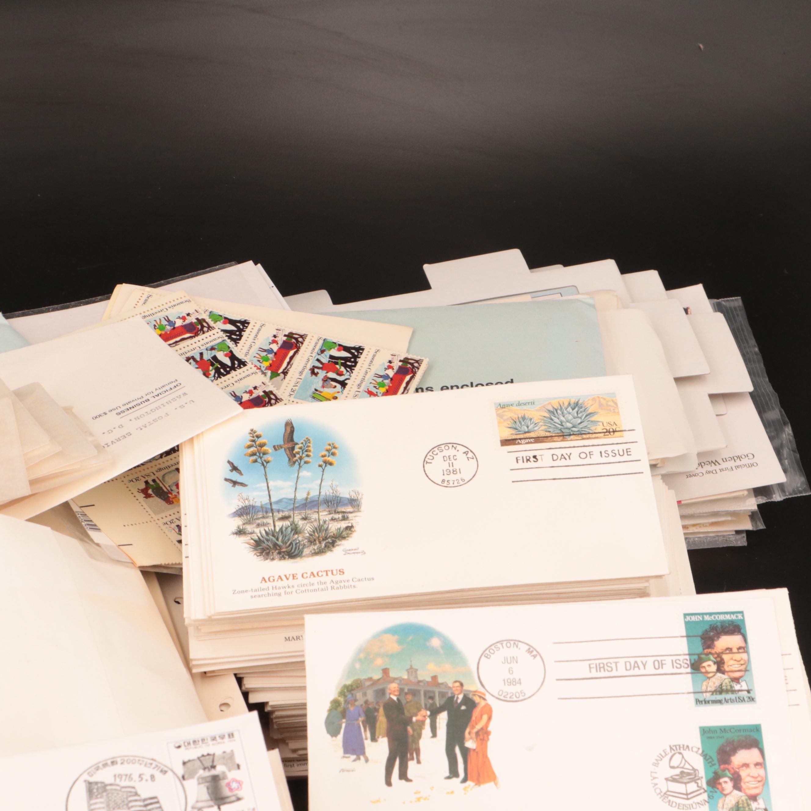 Collection of U.S. and World First Day Covers, Sheets, Blocks, and Pages
