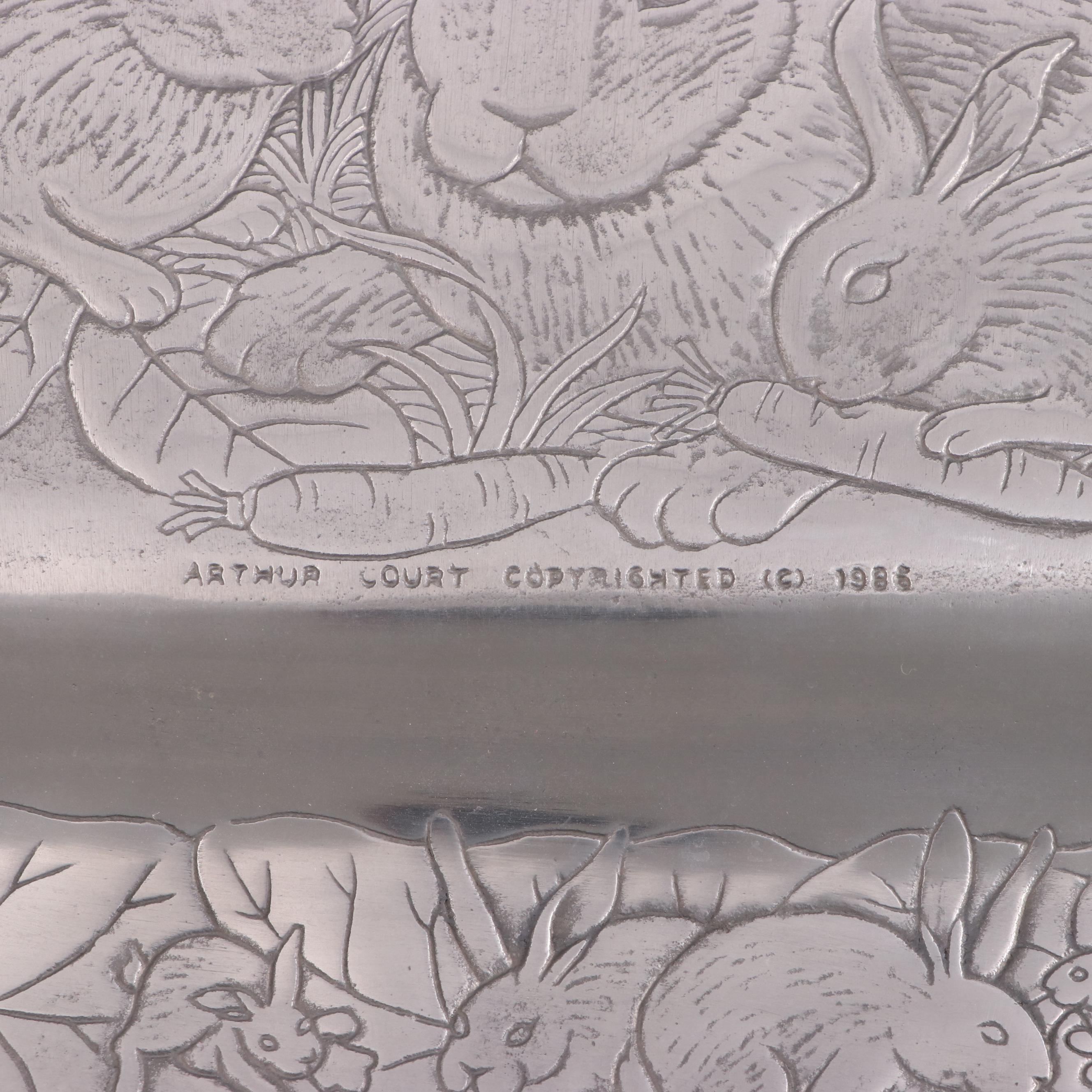 Arthur Court Aluminum Rabbit Platter and Wild Geese Platter, Late 20th Century