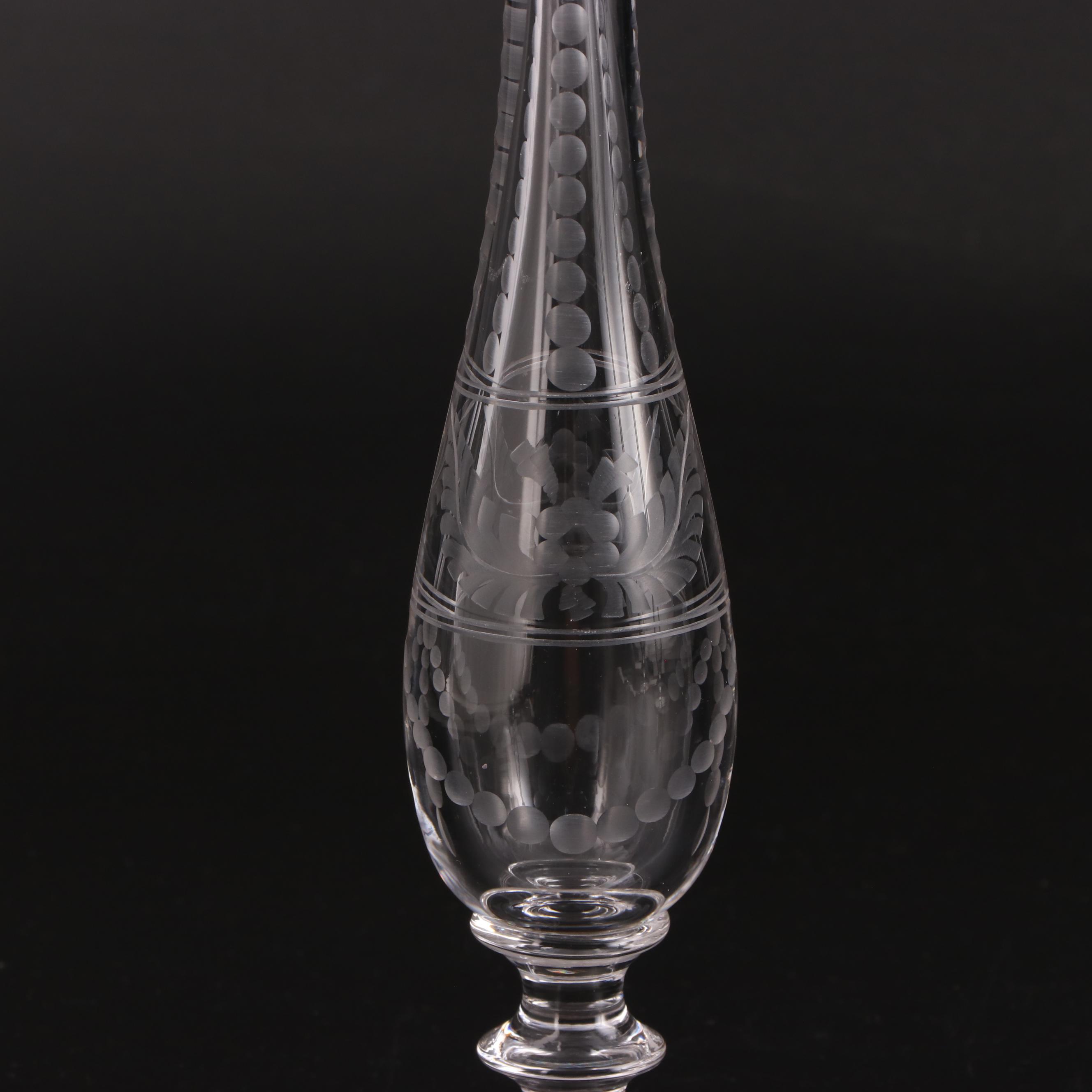 Etched Glass Candlesticks, Early 20th Century