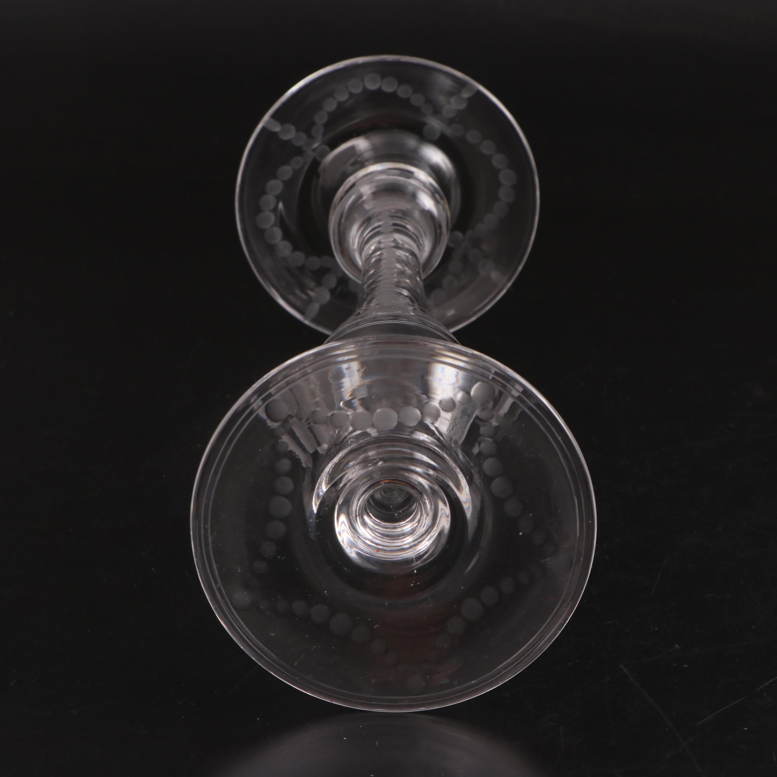 Etched Glass Candlesticks, Early 20th Century