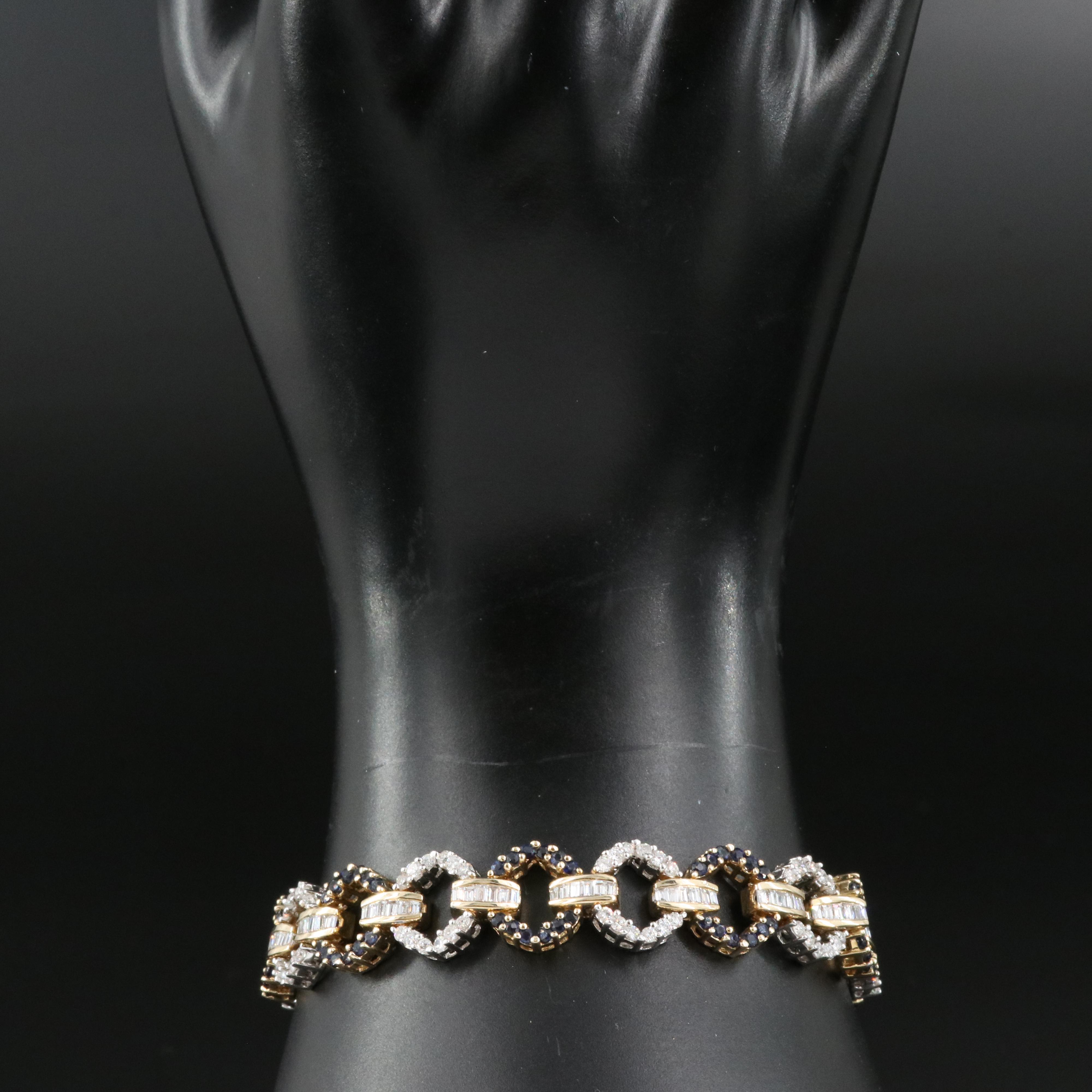 14K 3.73 CTW Diamond and Sapphire Bracelet