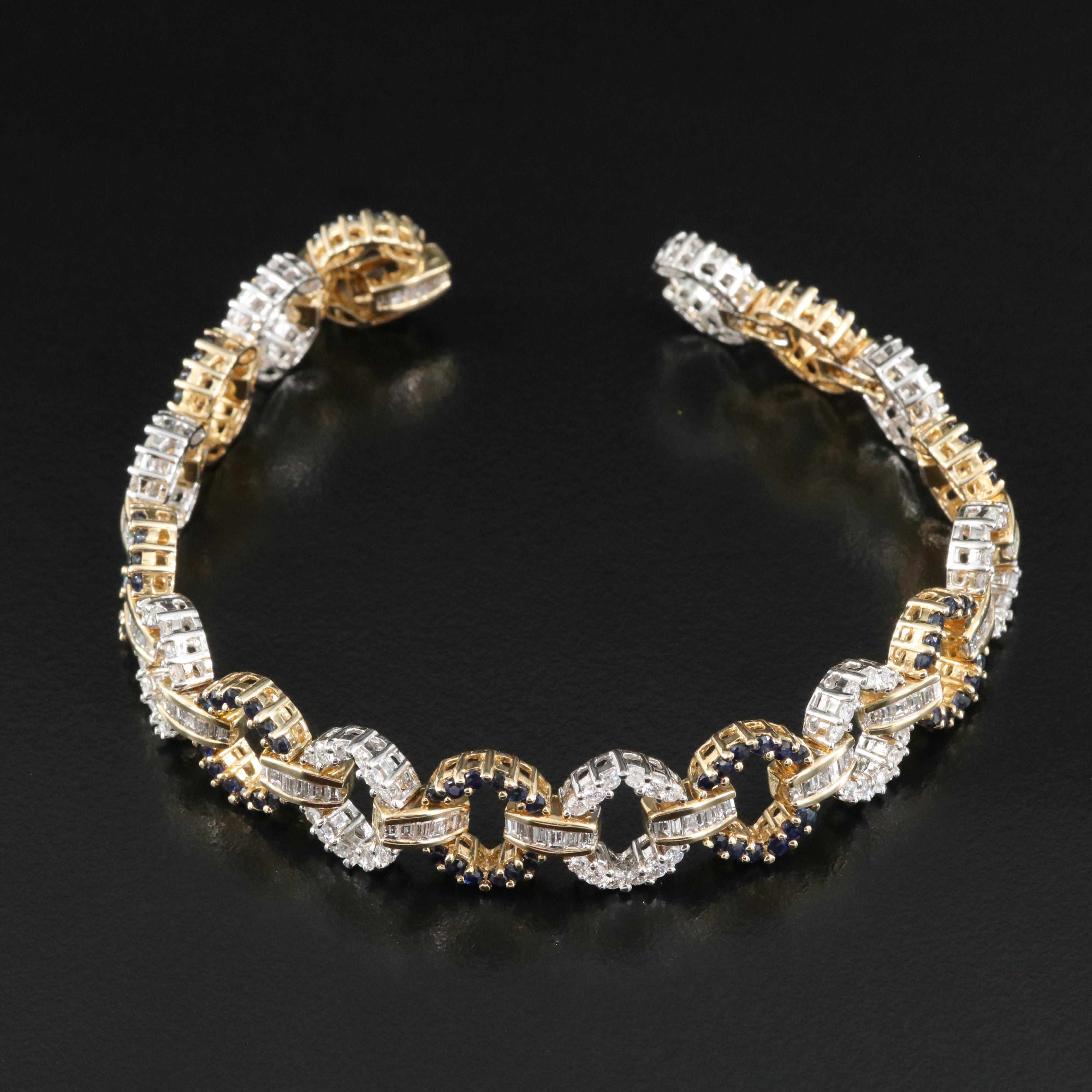 14K 3.73 CTW Diamond and Sapphire Bracelet