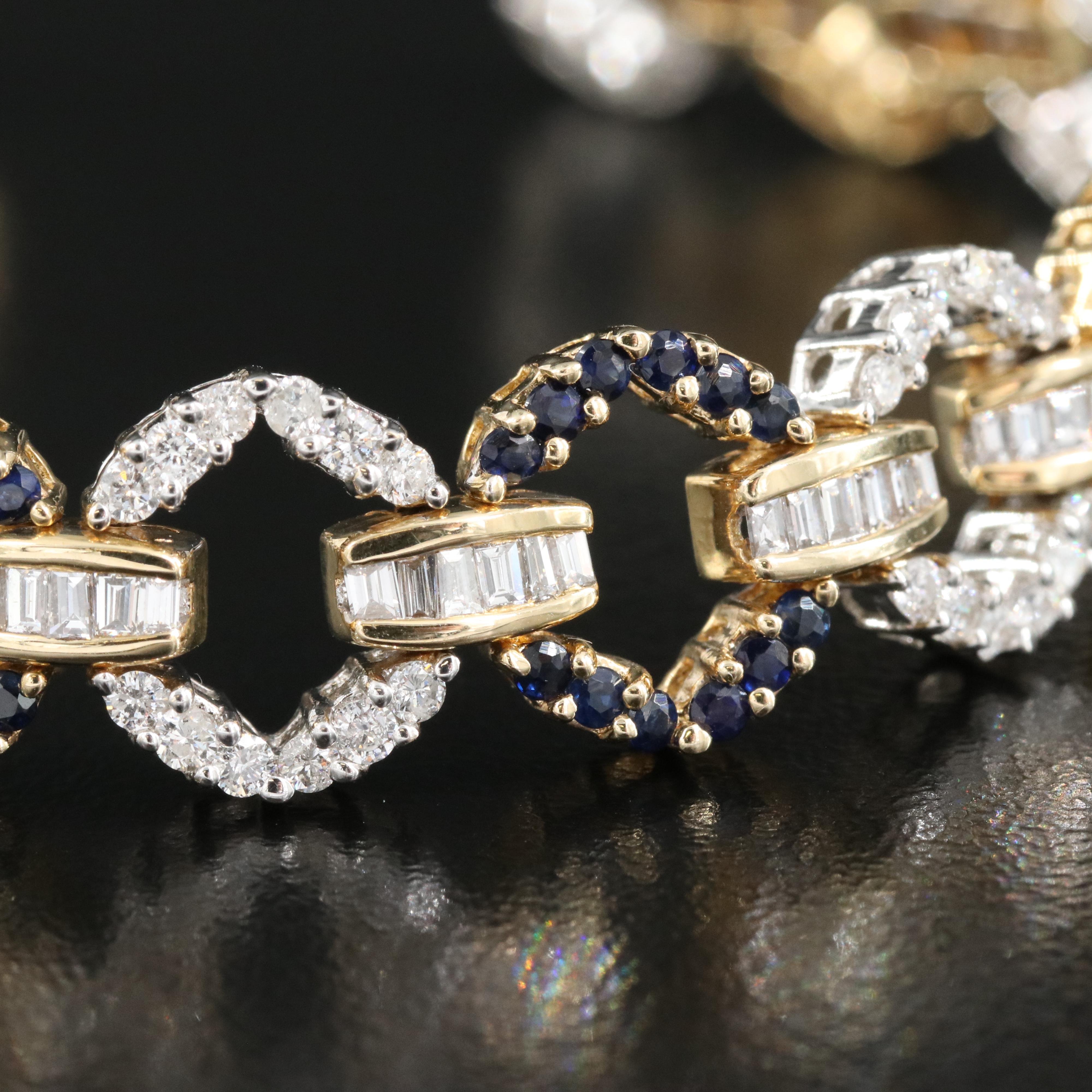 14K 3.73 CTW Diamond and Sapphire Bracelet