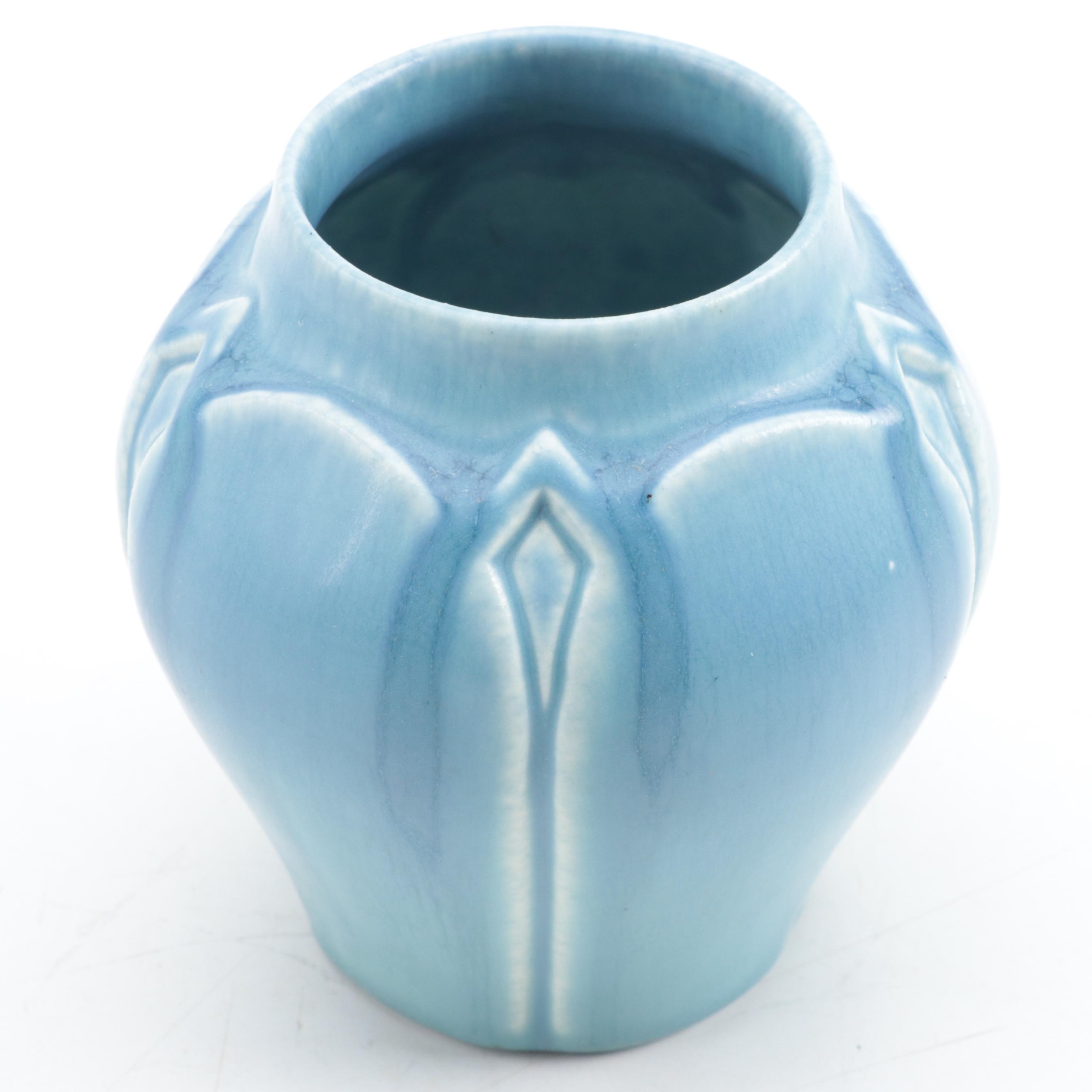 Rookwood Art Deco Style Matte Blue Ceramic Vase, 1924