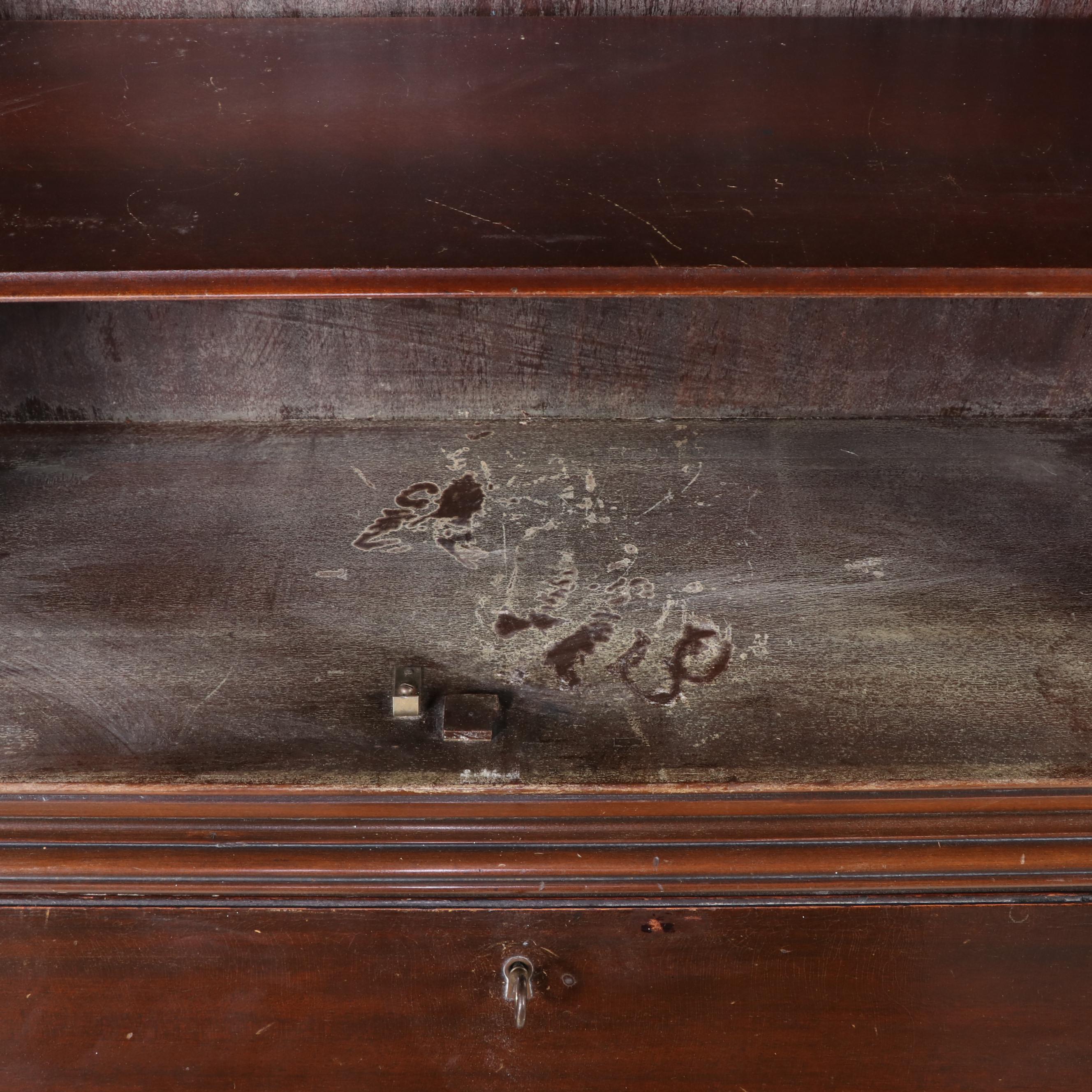 Queen Anne Style Mahogany-Finish Secretary Bookcase, 1930s-40s