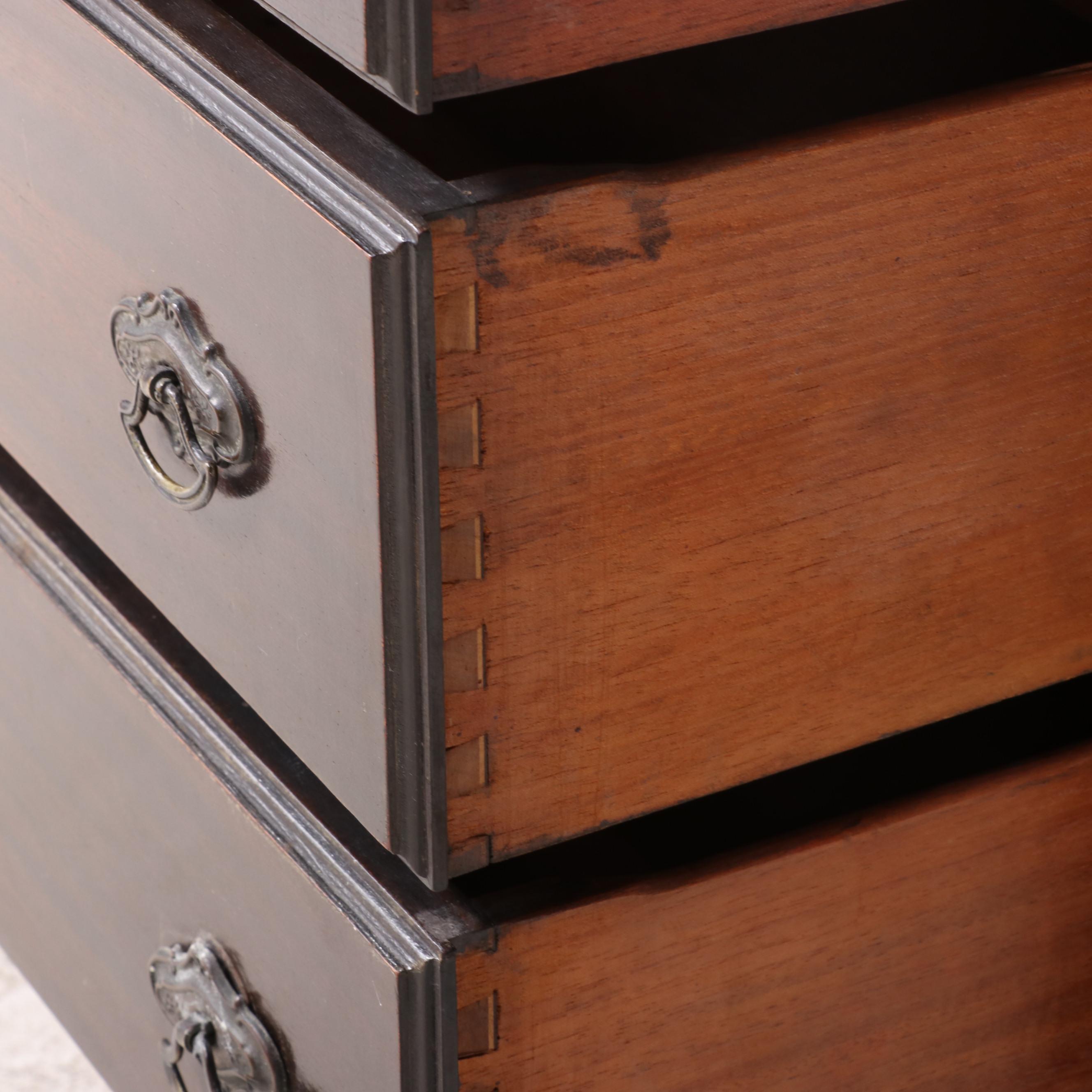 Queen Anne Style Mahogany-Finish Secretary Bookcase, 1930s-40s