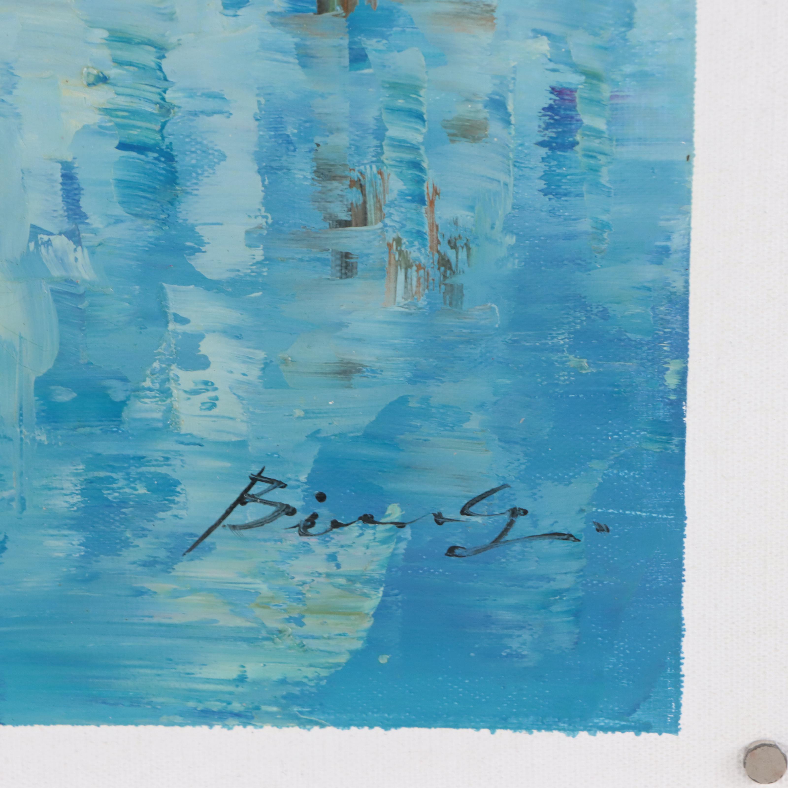 Bing Oil Painting of Figures at the Beach, 21st Century