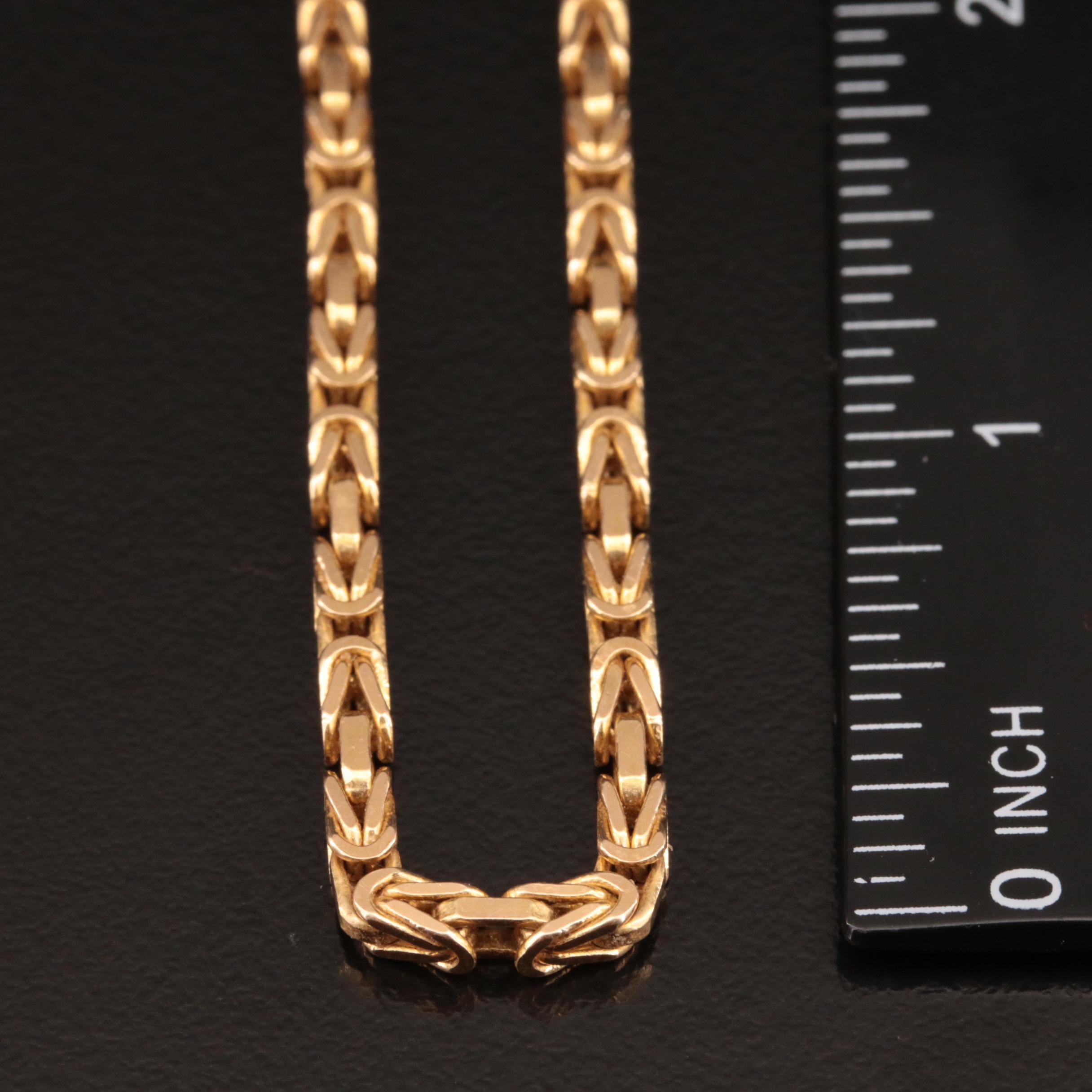 14K Italian Square Byzantine Chain Necklace