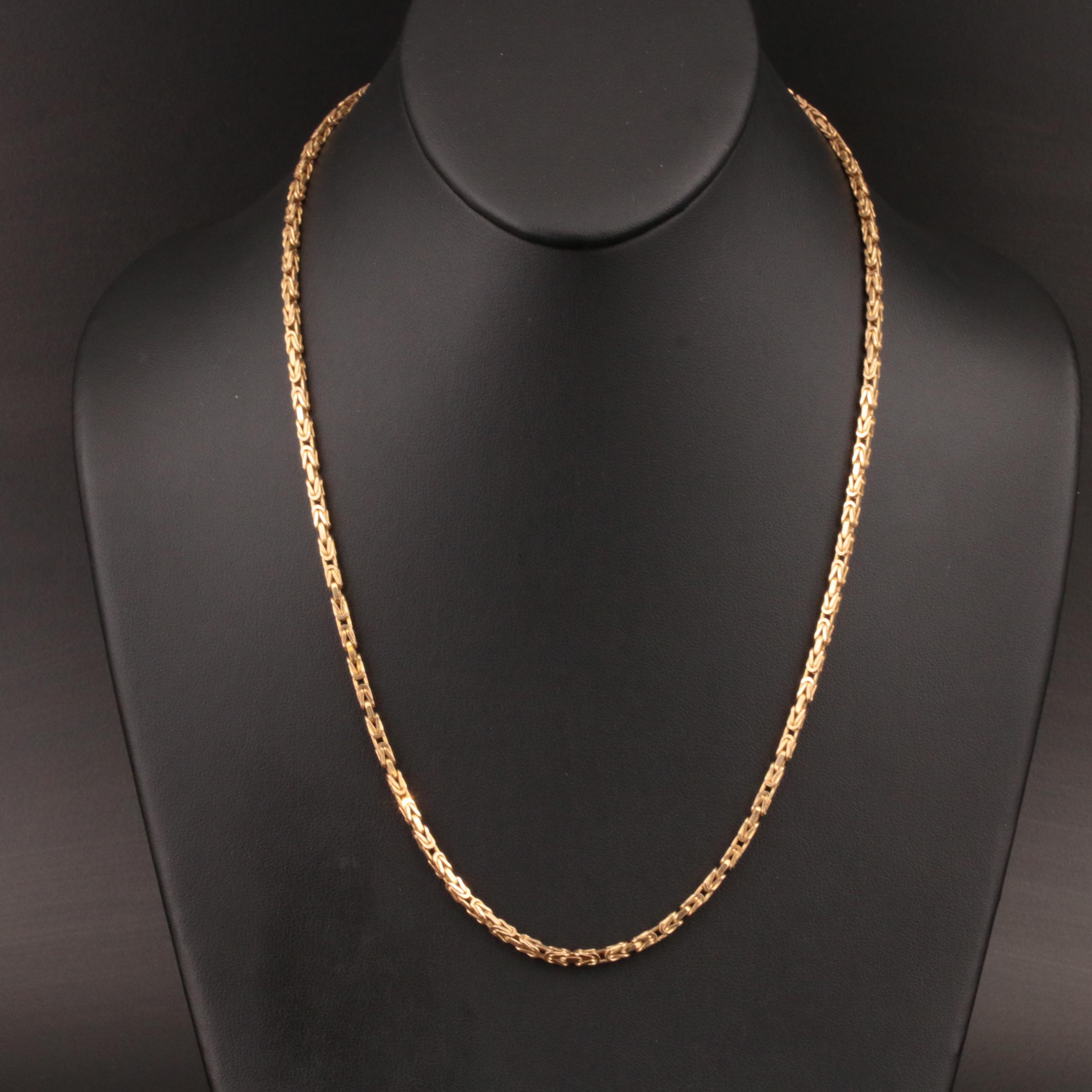 14K Italian Square Byzantine Chain Necklace