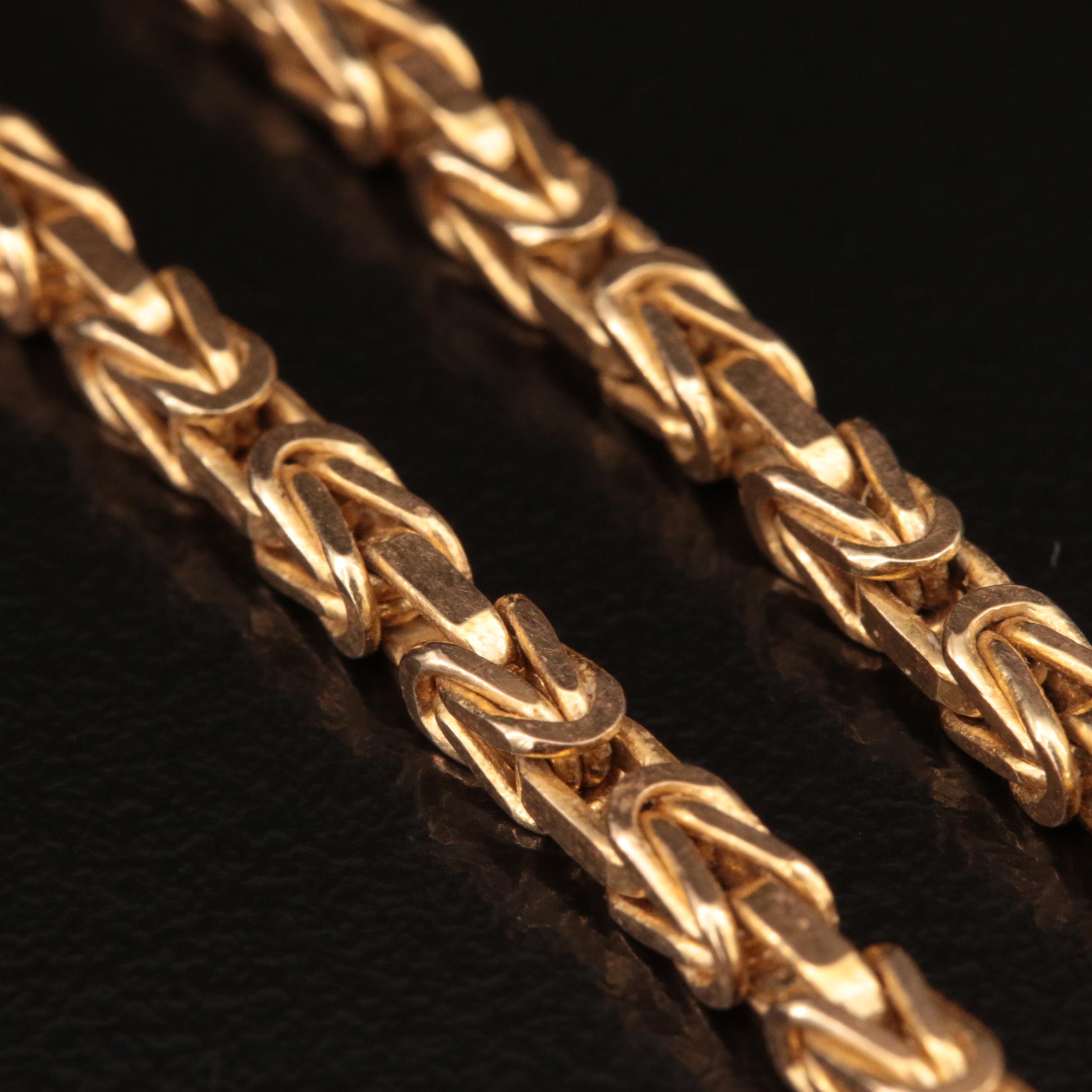 14K Italian Square Byzantine Chain Necklace