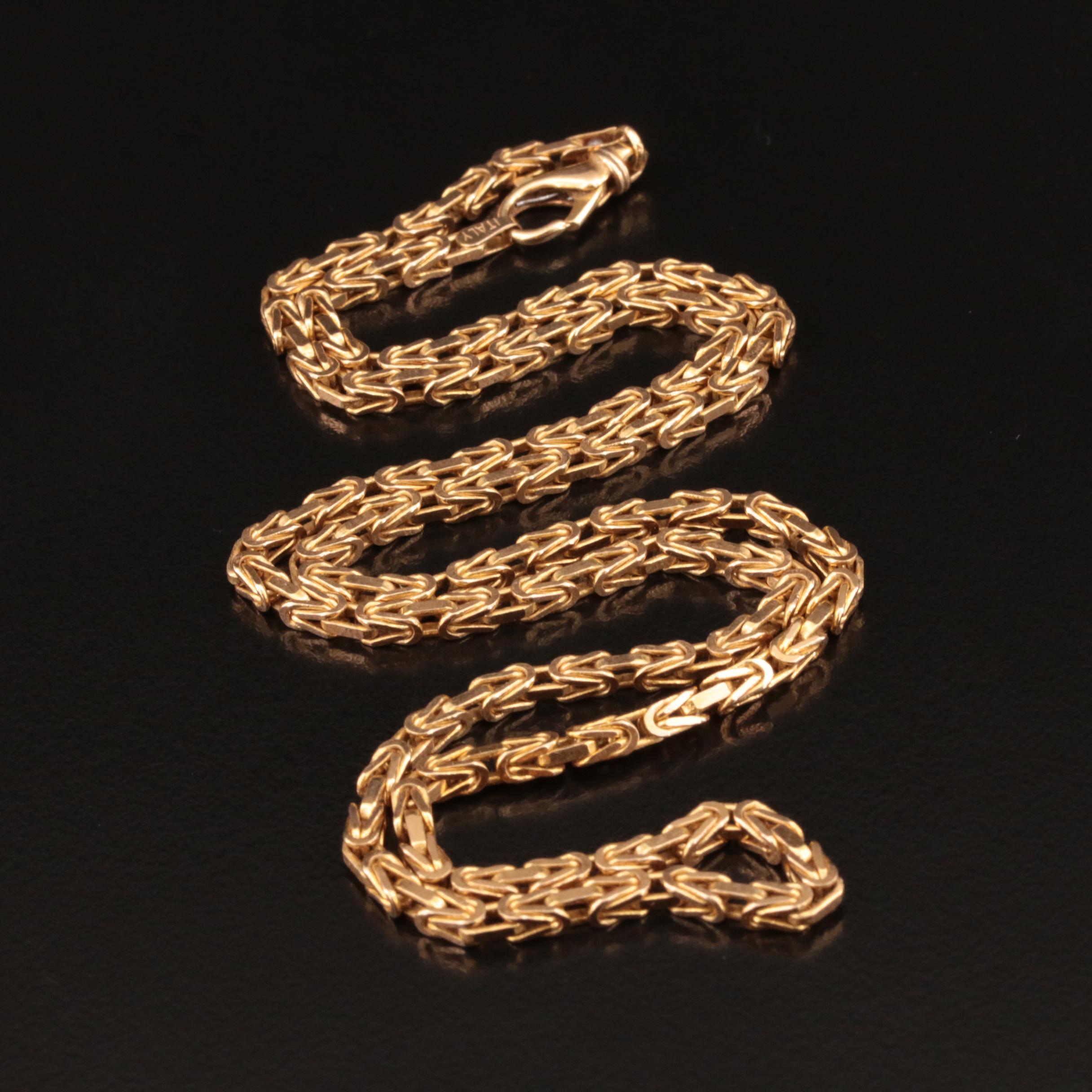 14K Italian Square Byzantine Chain Necklace