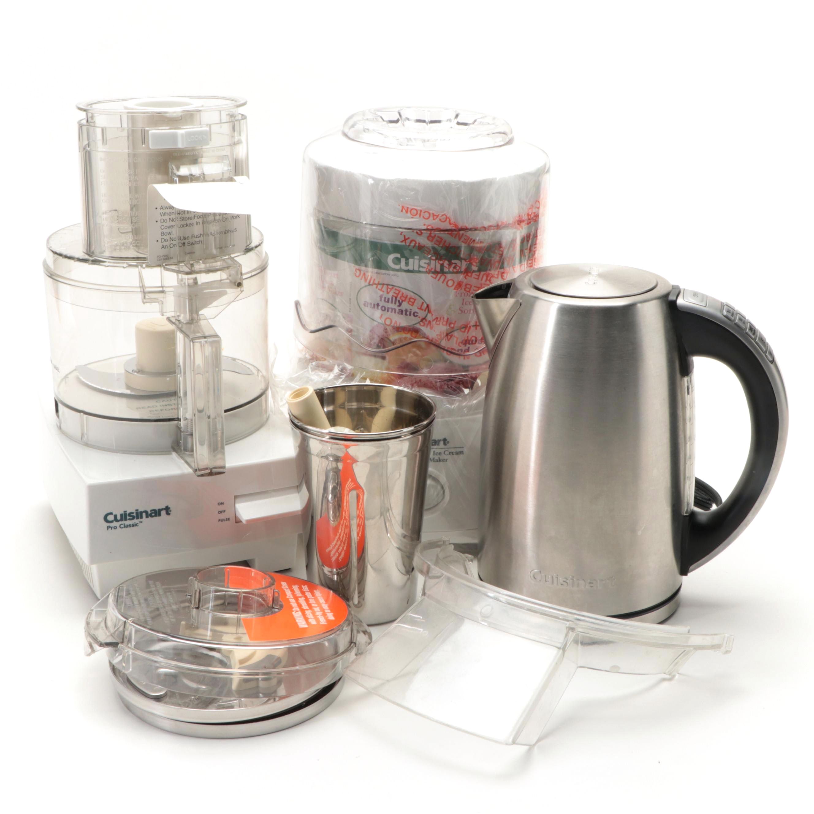 Cuisinart Pro Classic Food Processor, Programmable Kettle, and Ice Cream Maker