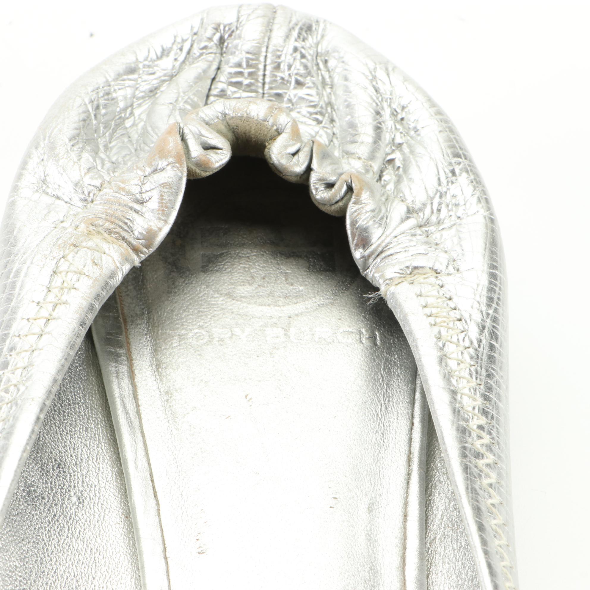 Ugg Lambskin Lined Hiking Boots and Tory Burch Flats in Metallic Finish Leather