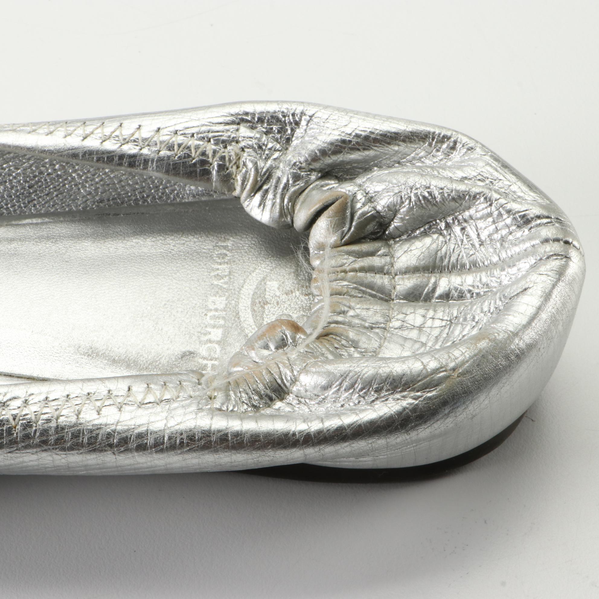 Ugg Lambskin Lined Hiking Boots and Tory Burch Flats in Metallic Finish Leather