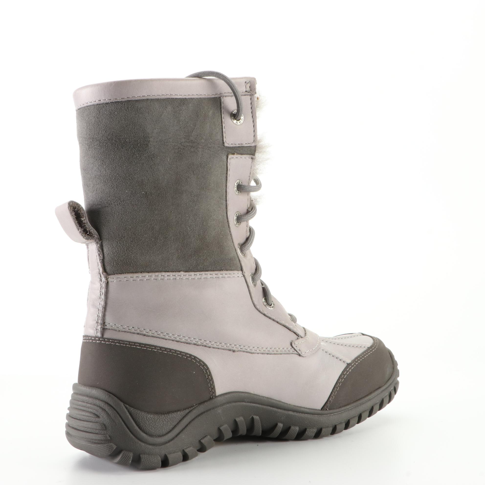 Ugg Lambskin Lined Hiking Boots and Tory Burch Flats in Metallic Finish Leather