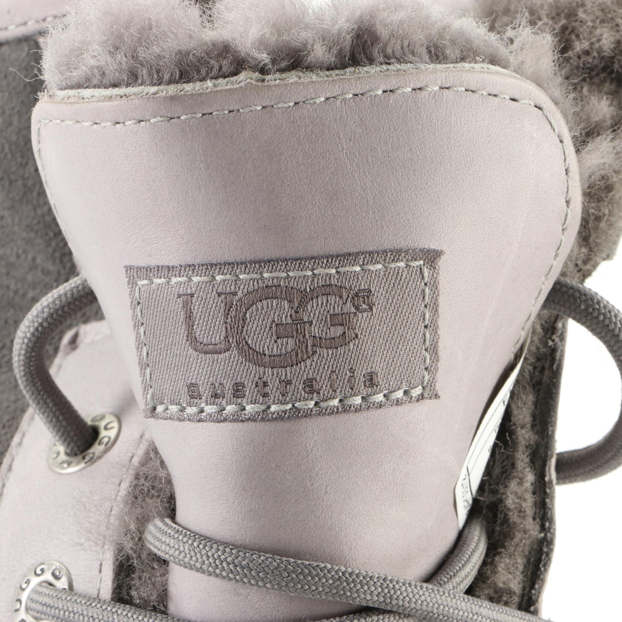Ugg Lambskin Lined Hiking Boots and Tory Burch Flats in Metallic Finish Leather