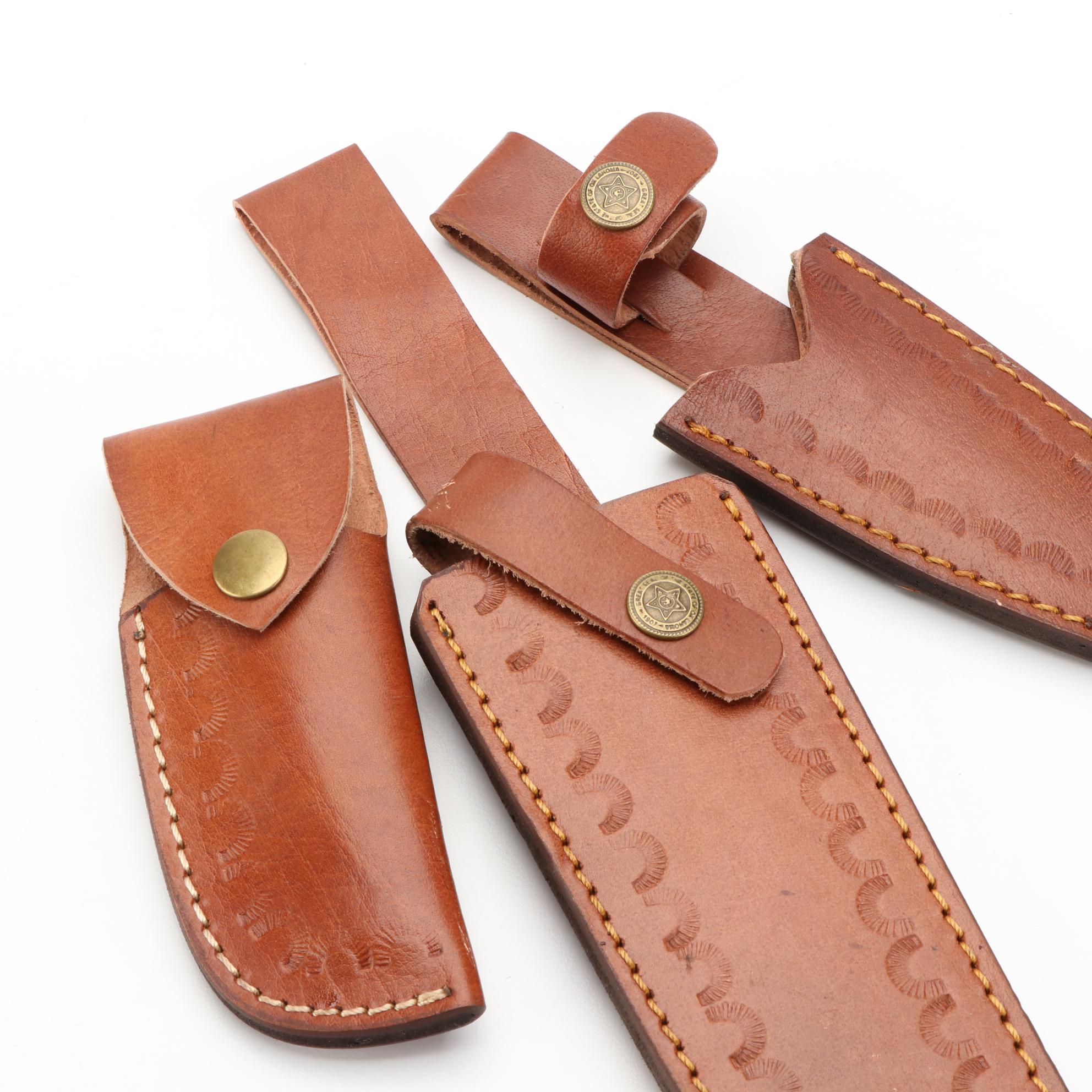 Handcrafted Damascus Steel and Wooden Handled Fixed Blade Knives with Scabbards