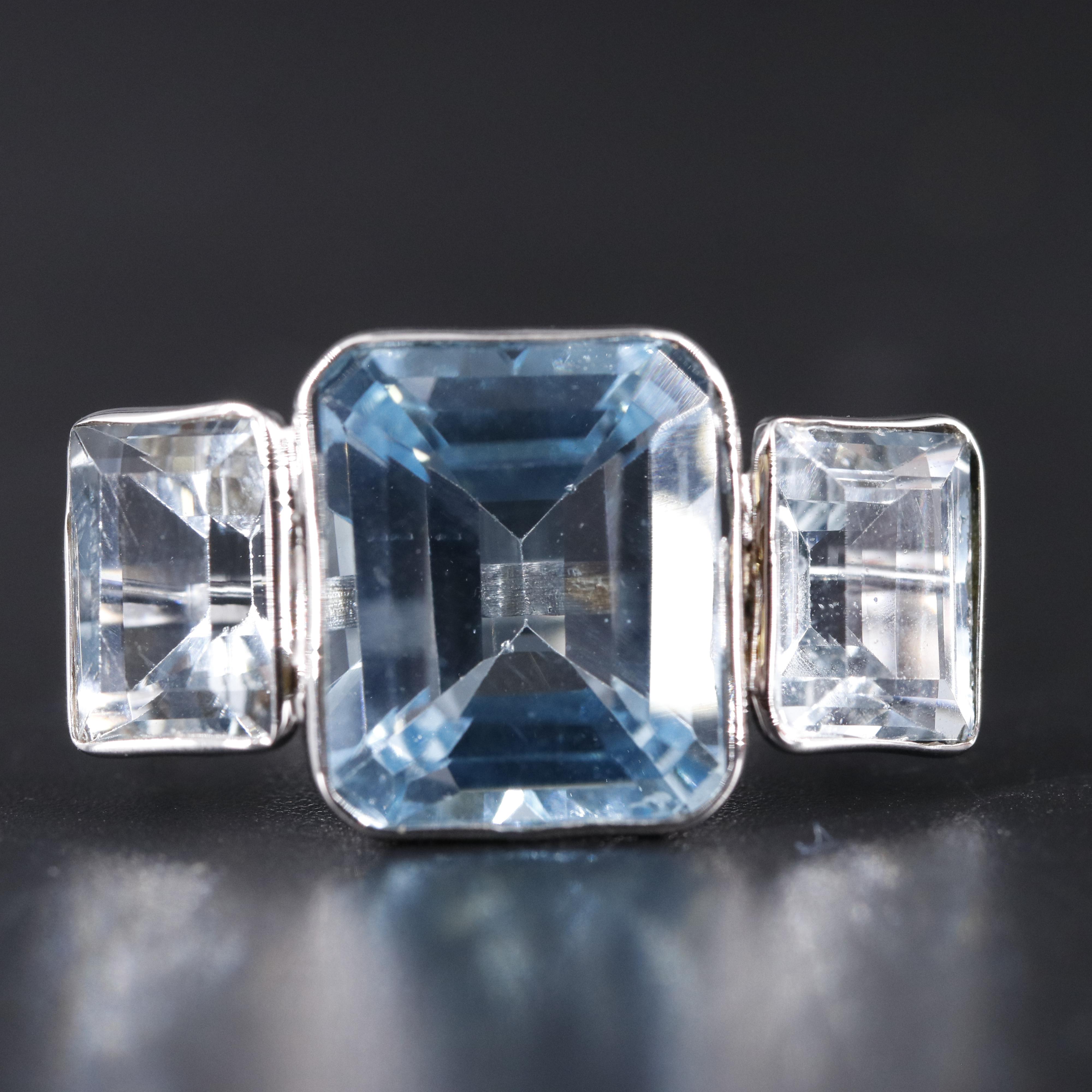 14K Blue Topaz and Moissanite Ring