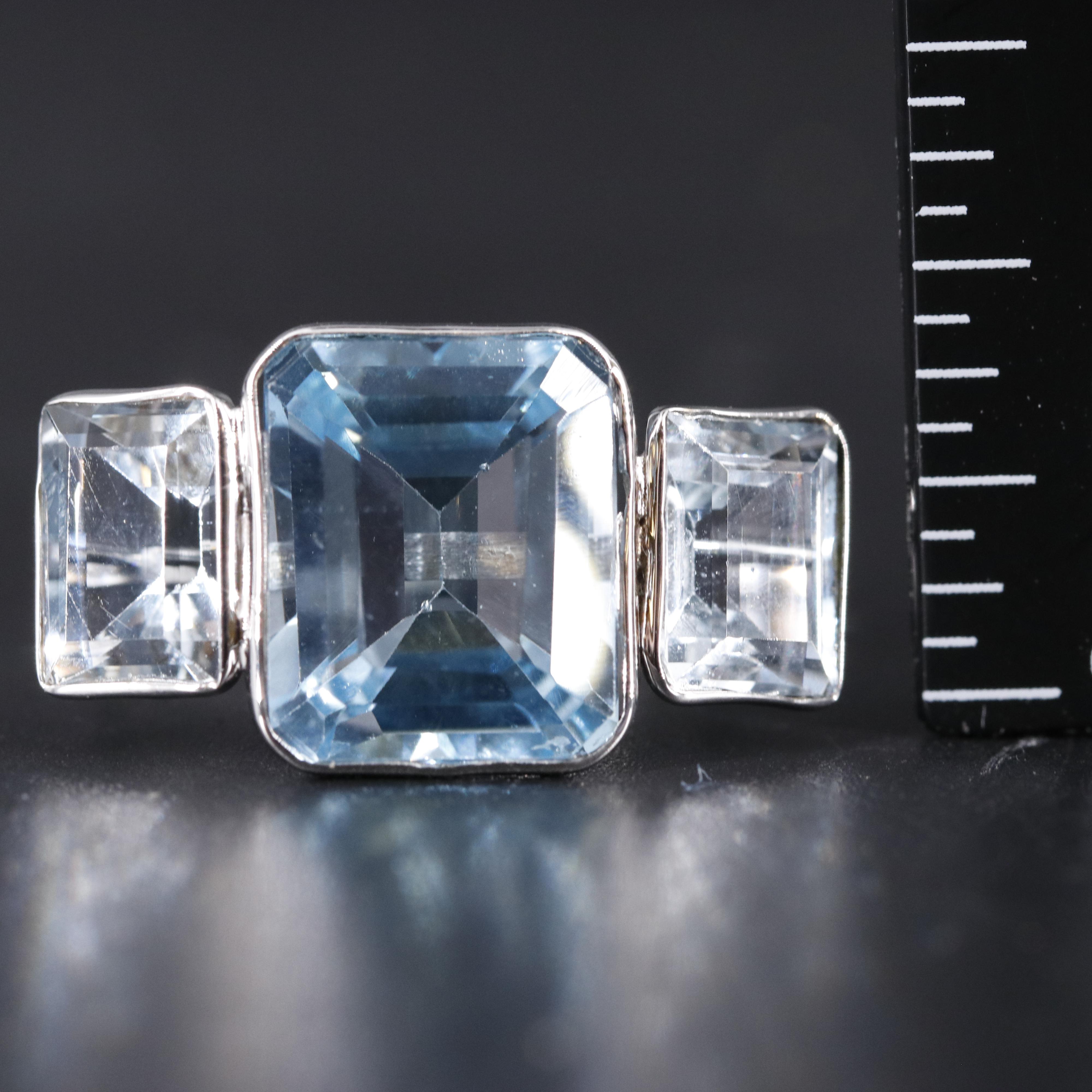 14K Blue Topaz and Moissanite Ring