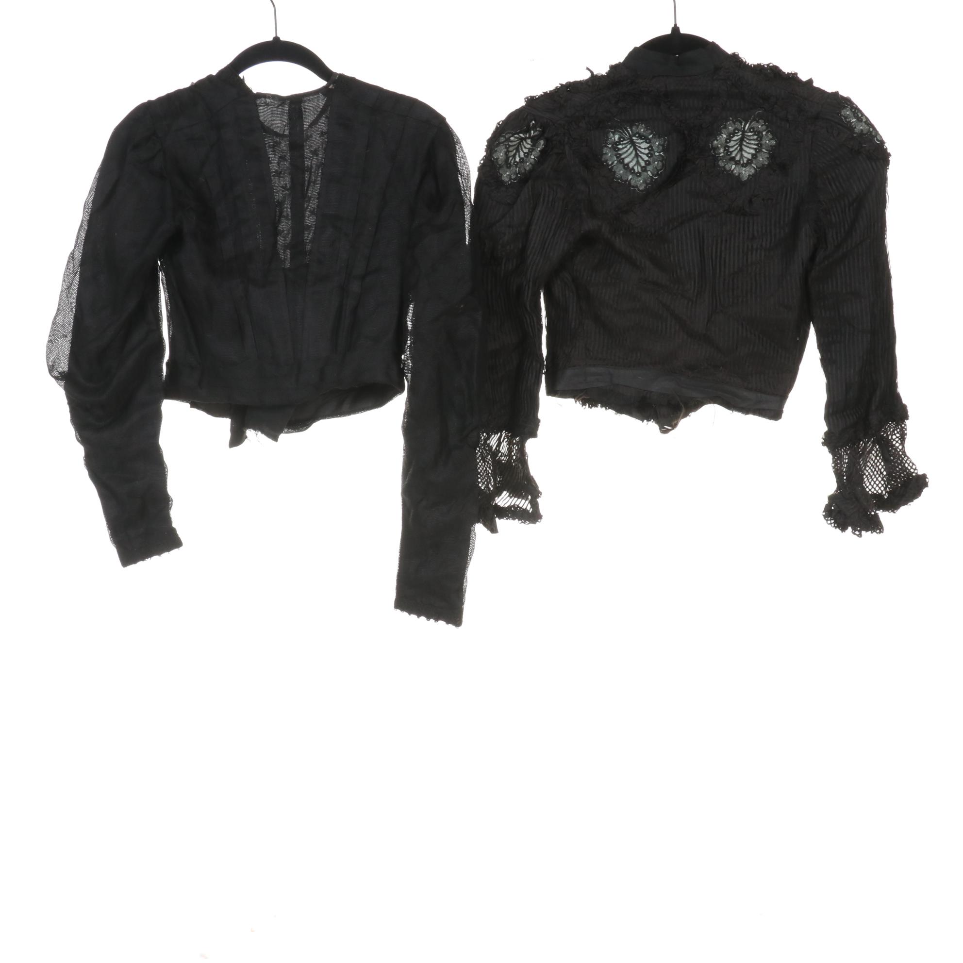 Late Victorian Beaded and Lace Bodices, Skirt, Mourning Jackets, and Accessories