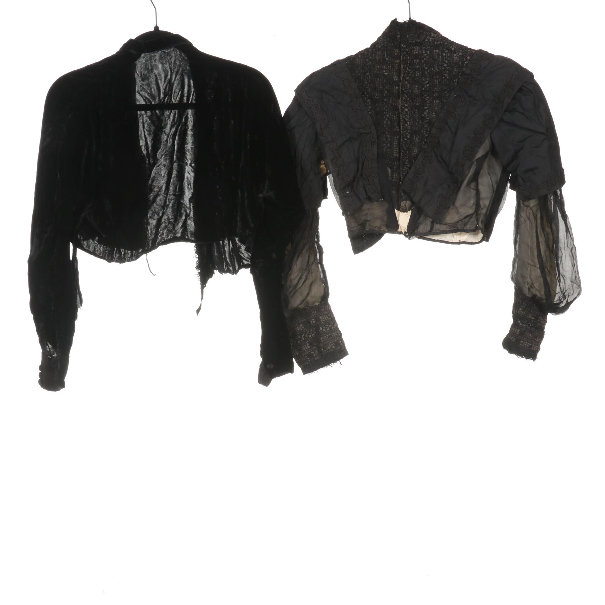 Late Victorian Beaded and Lace Bodices, Skirt, Mourning Jackets, and Accessories